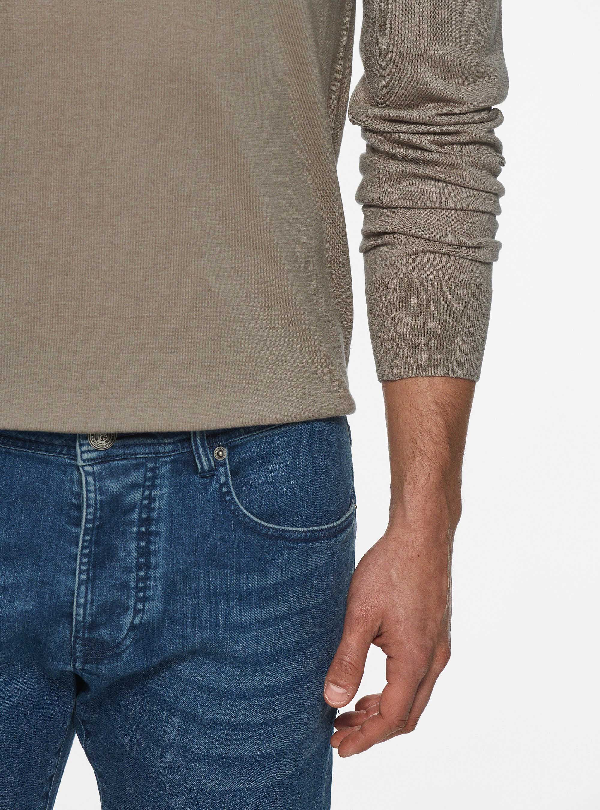 Silk and cotton crew-neck sweater, SAND