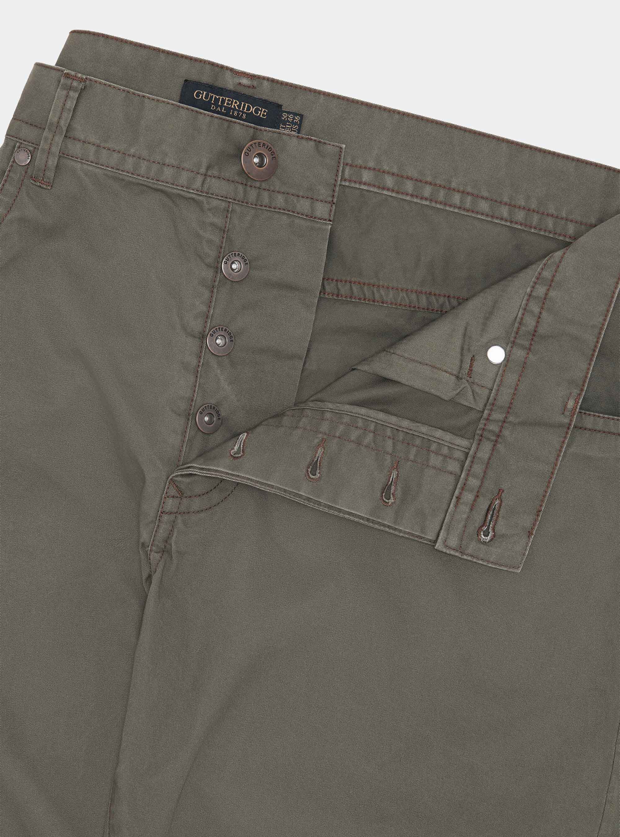 Pantaloni slim fit in cotone lavato, MILITARE 0609C