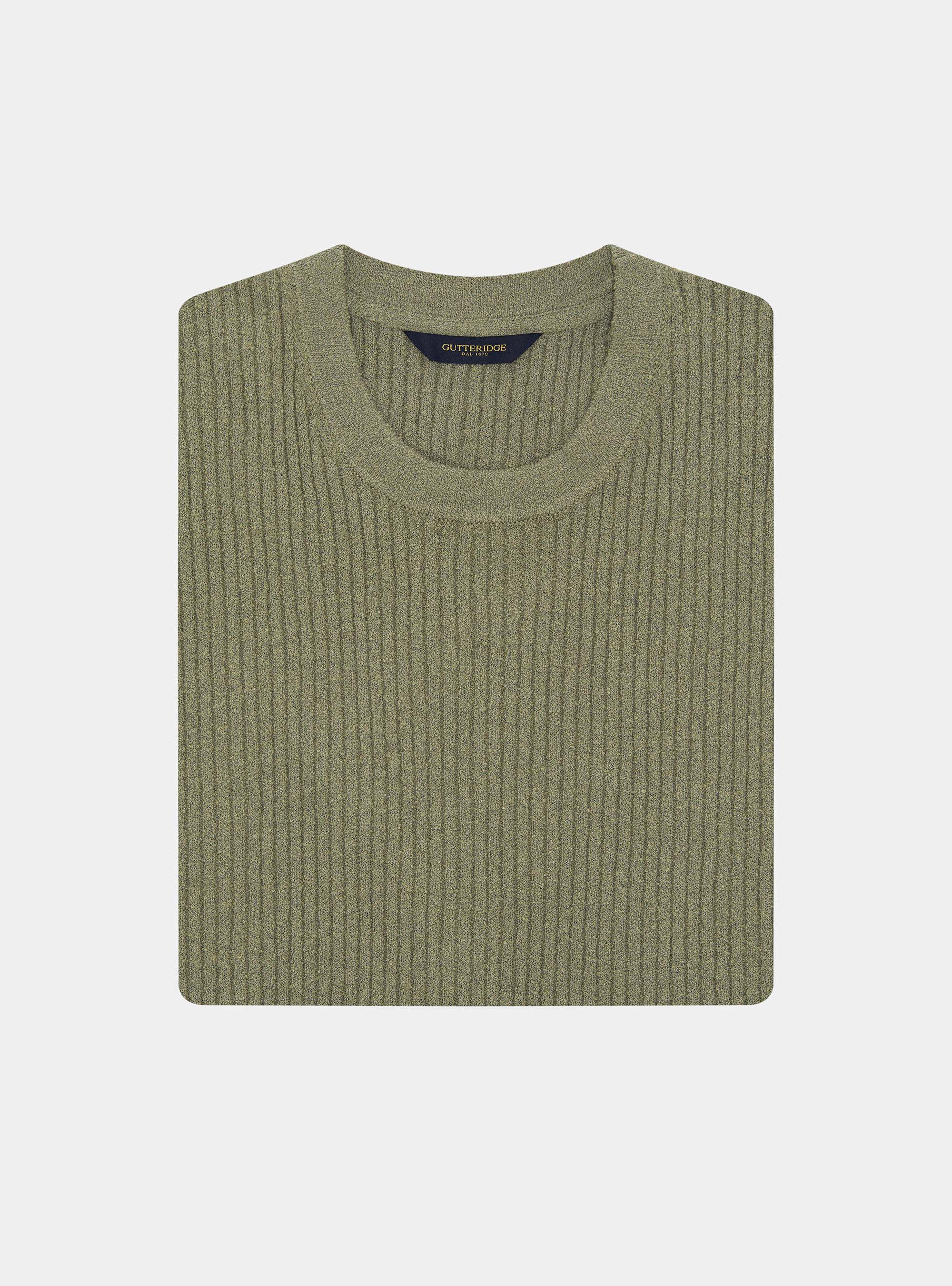 Girocollo in maglia boucl&egrave; a costina, SALVIA 0602C