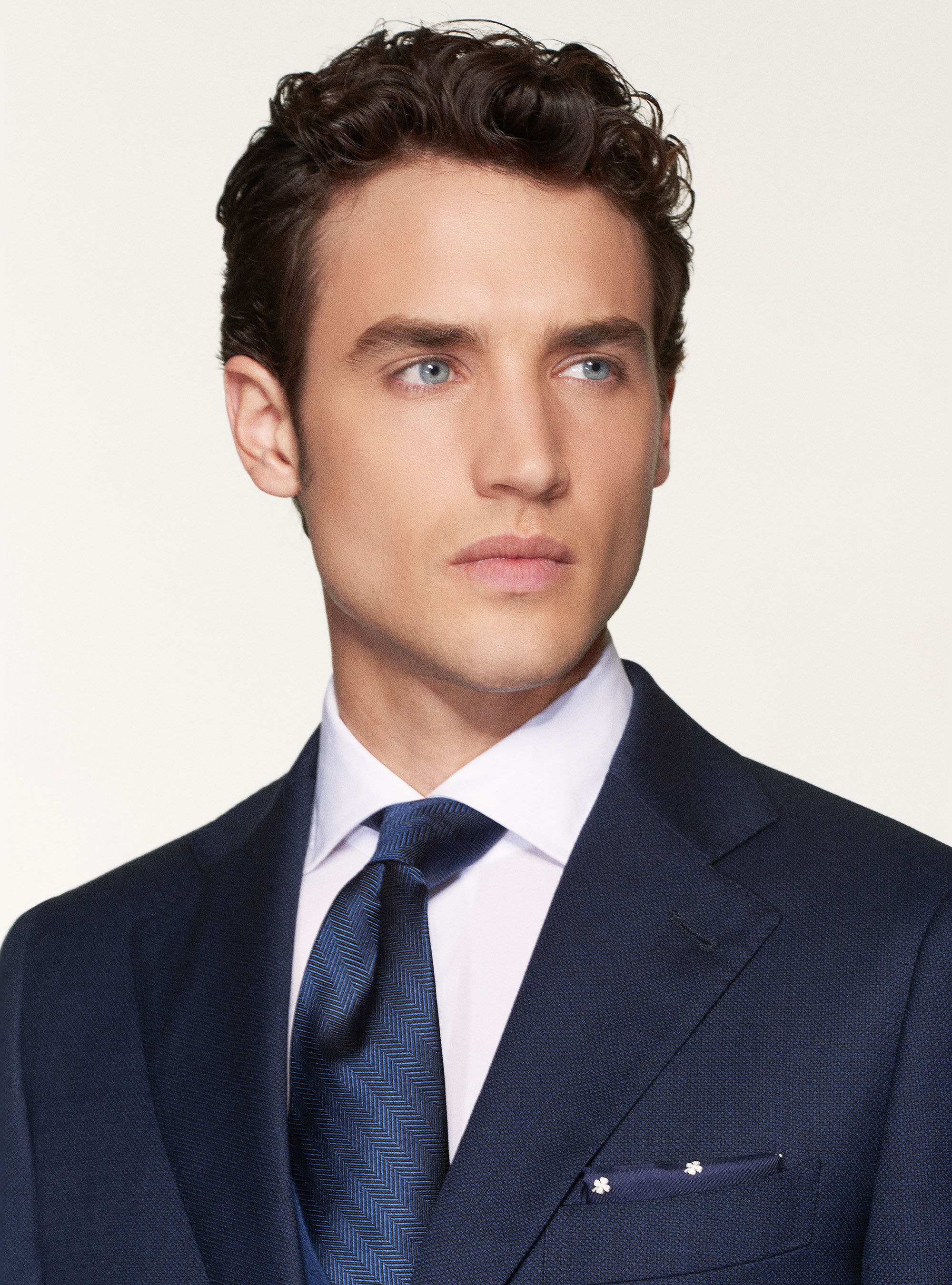 Suit blazer in pure partridge eye wool, NAVY BLUE