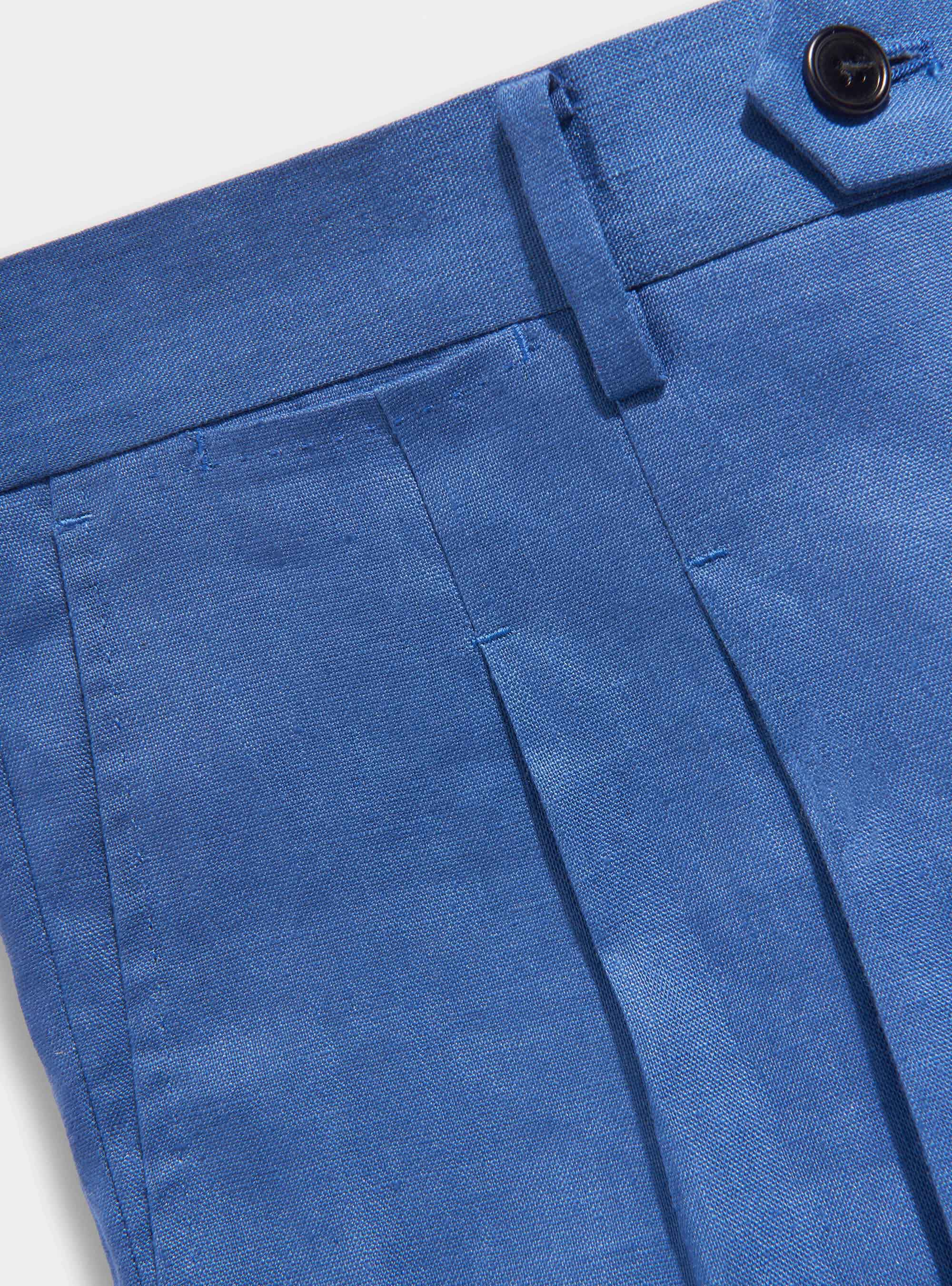Pantaloni per abito in puro lino, BLU