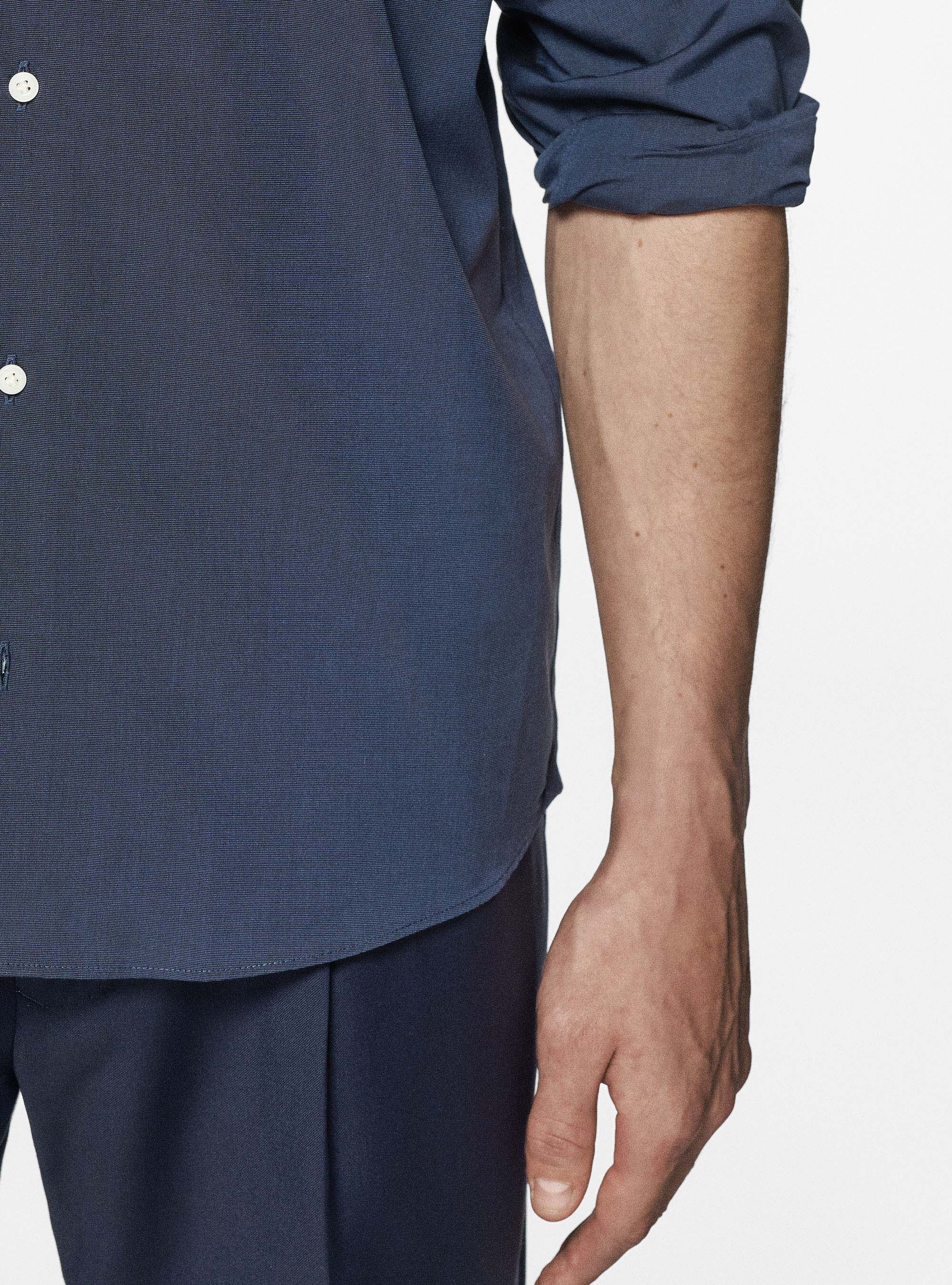Chemise en coton fil &agrave; fil, BLEU MARINE