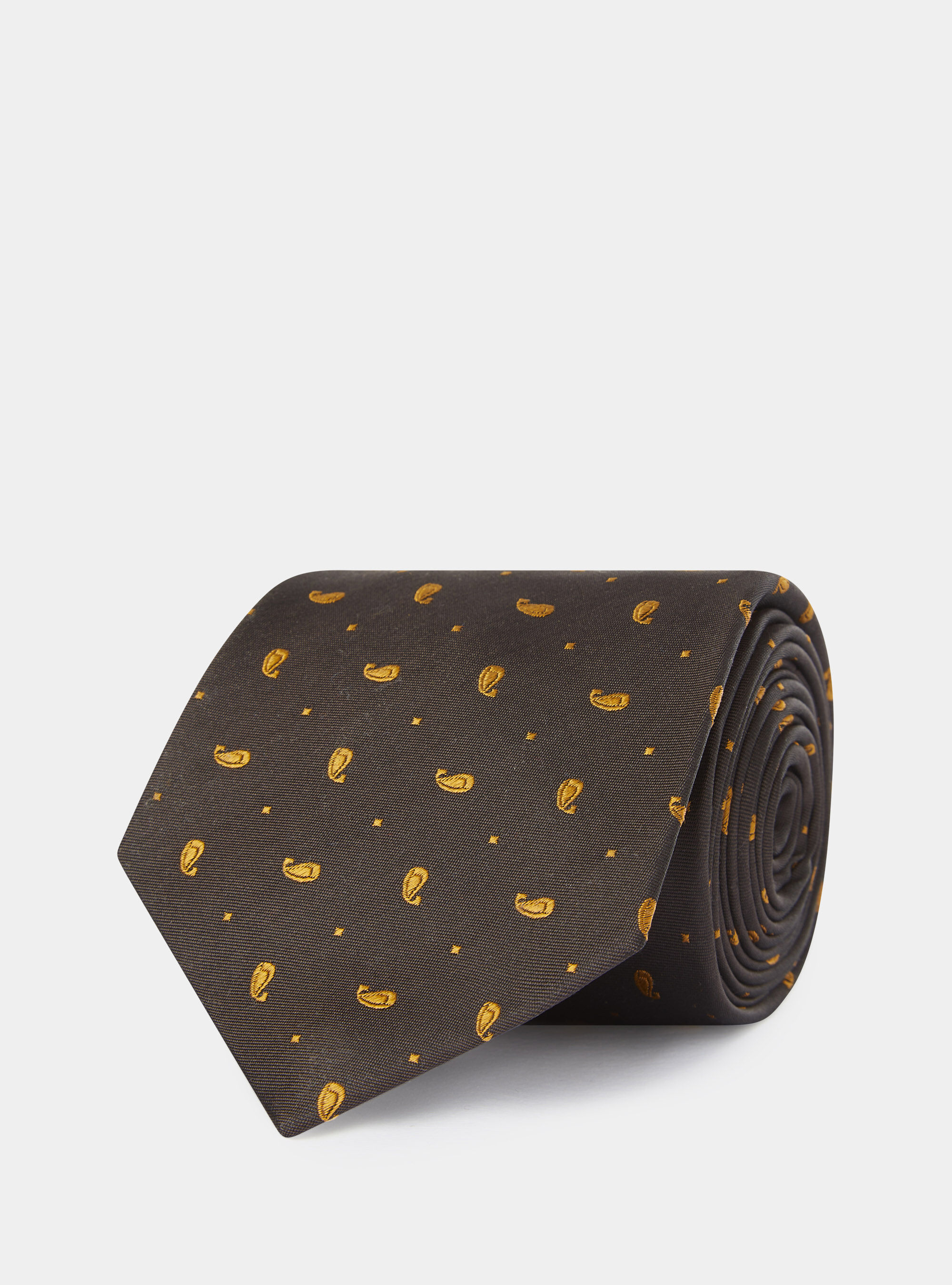 Corbata de seda jacquard, MARRONE/ARANCIO BB3
