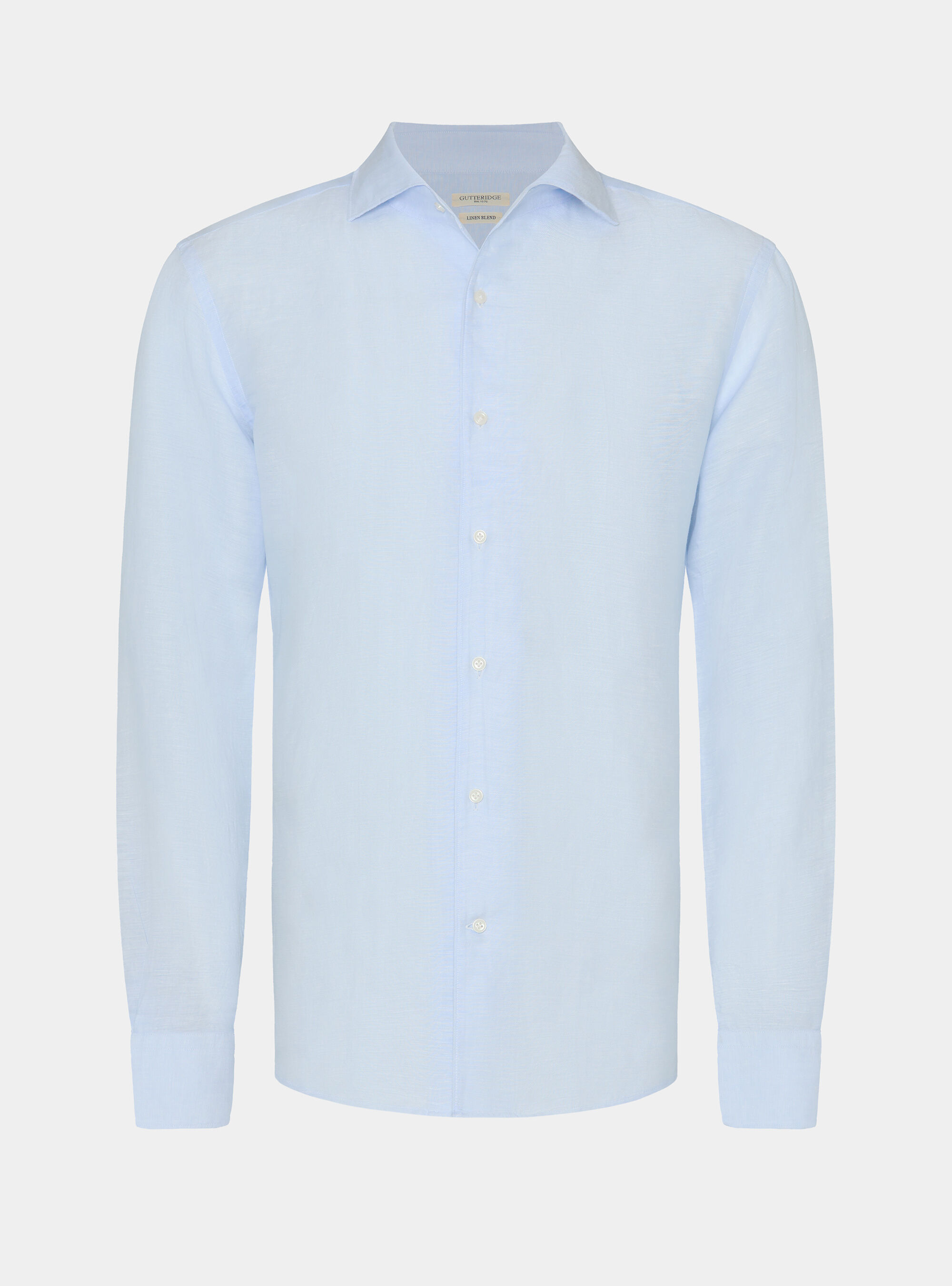 Linen-blend shirt with facing, LIGHT BLUE