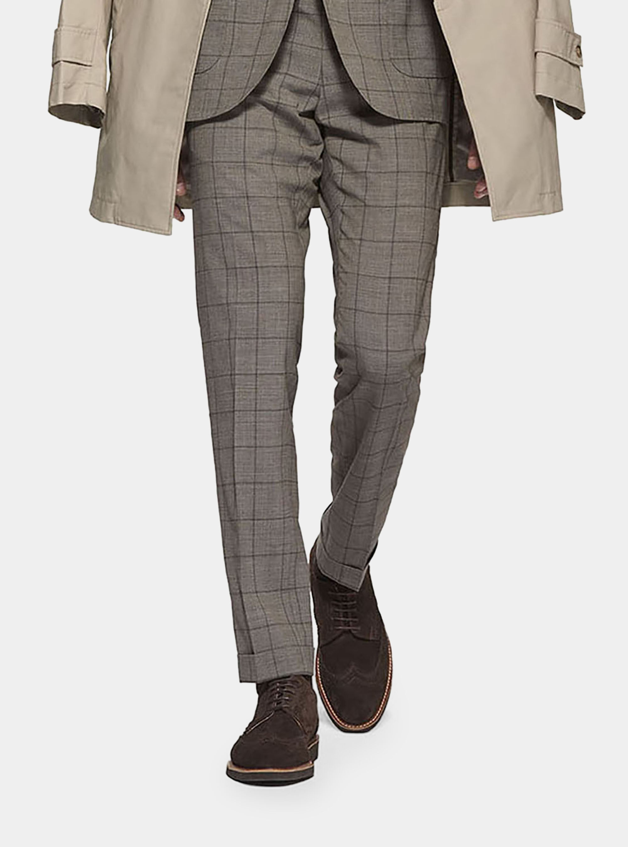 Plaid wool suit trousers