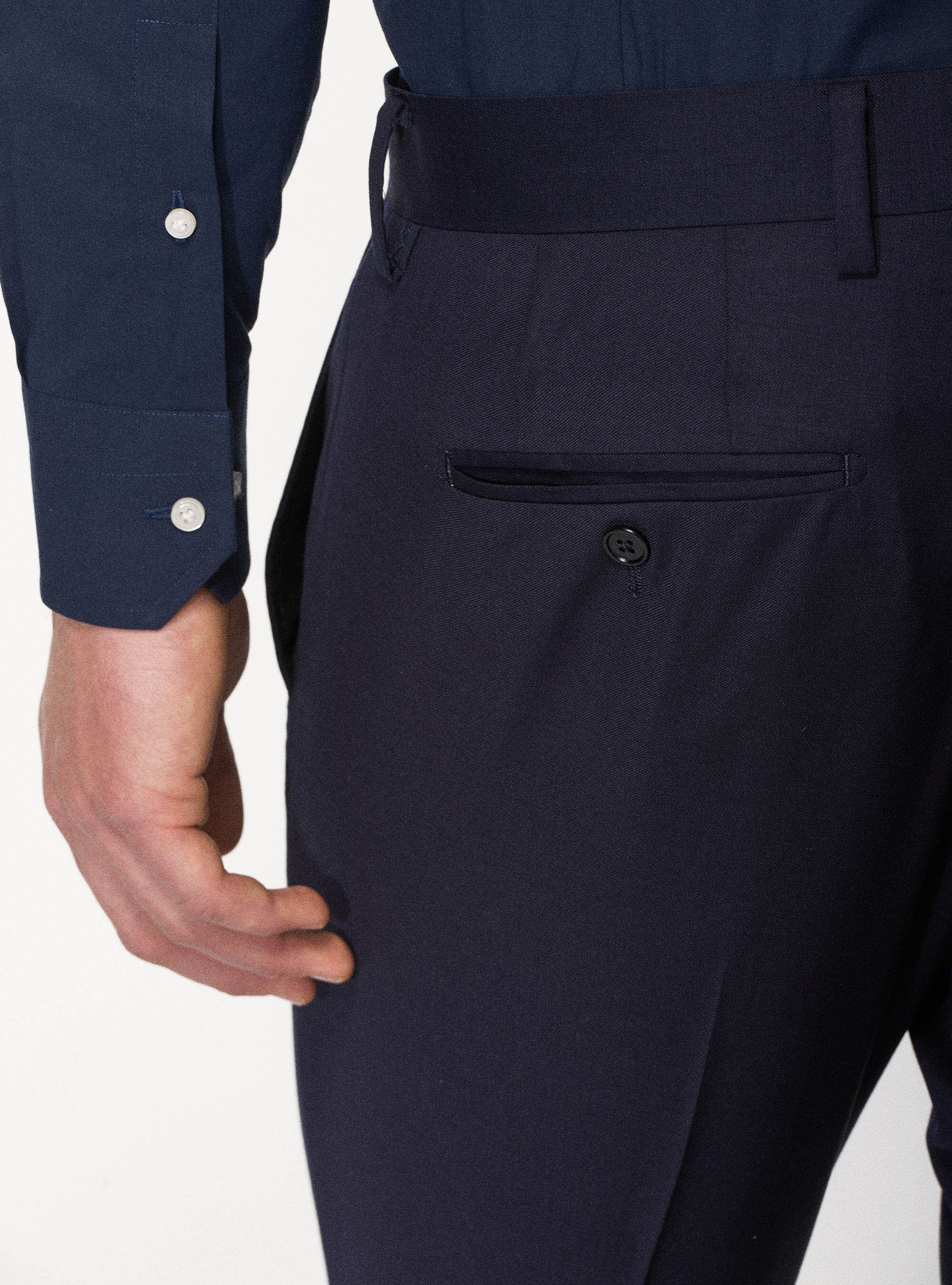 Suit trousers in pure 120's superfine wool, NAVY BLUE