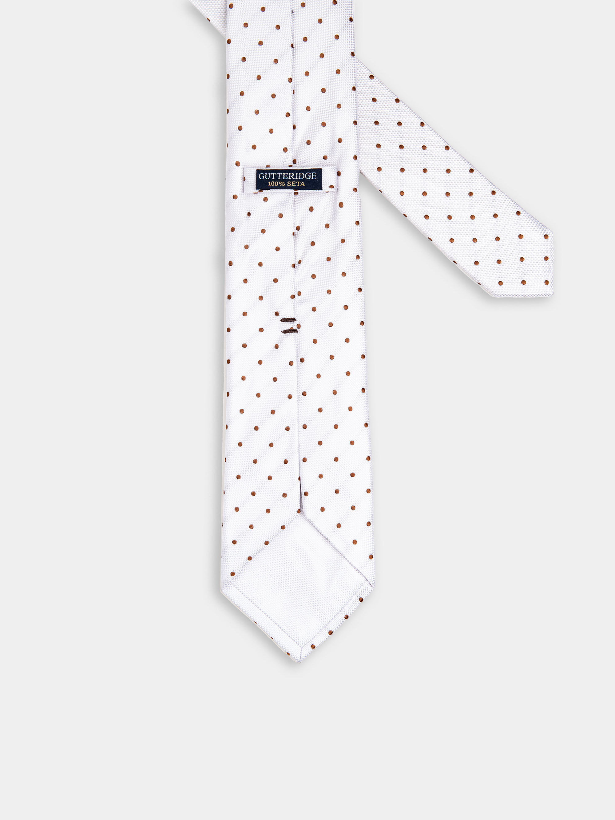 Cravatta in seta a pois, BIANCO