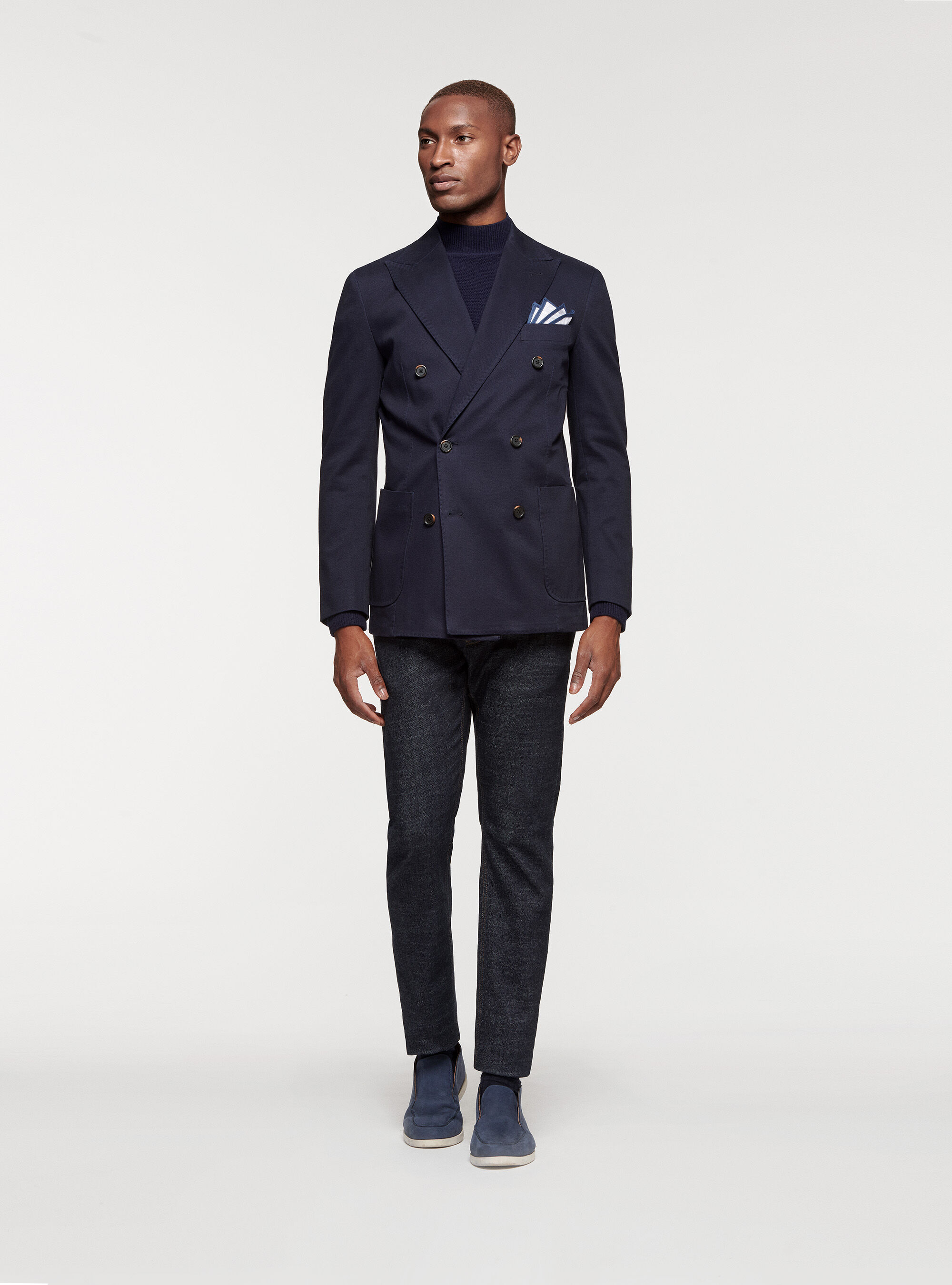 Double breasted frosted cotton blazer