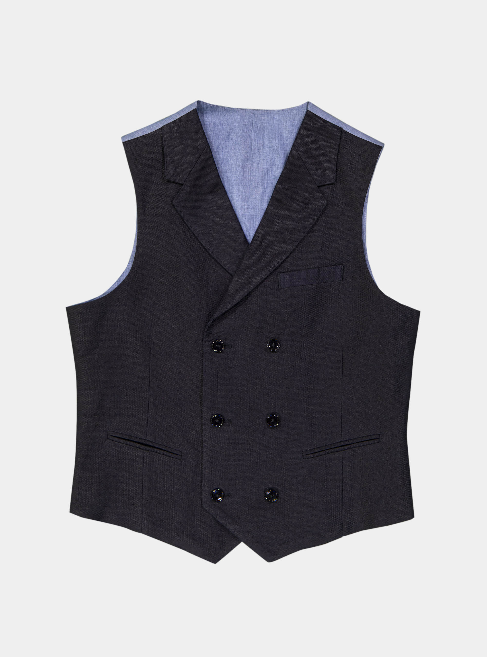 Double breasted vest in linen and cotton