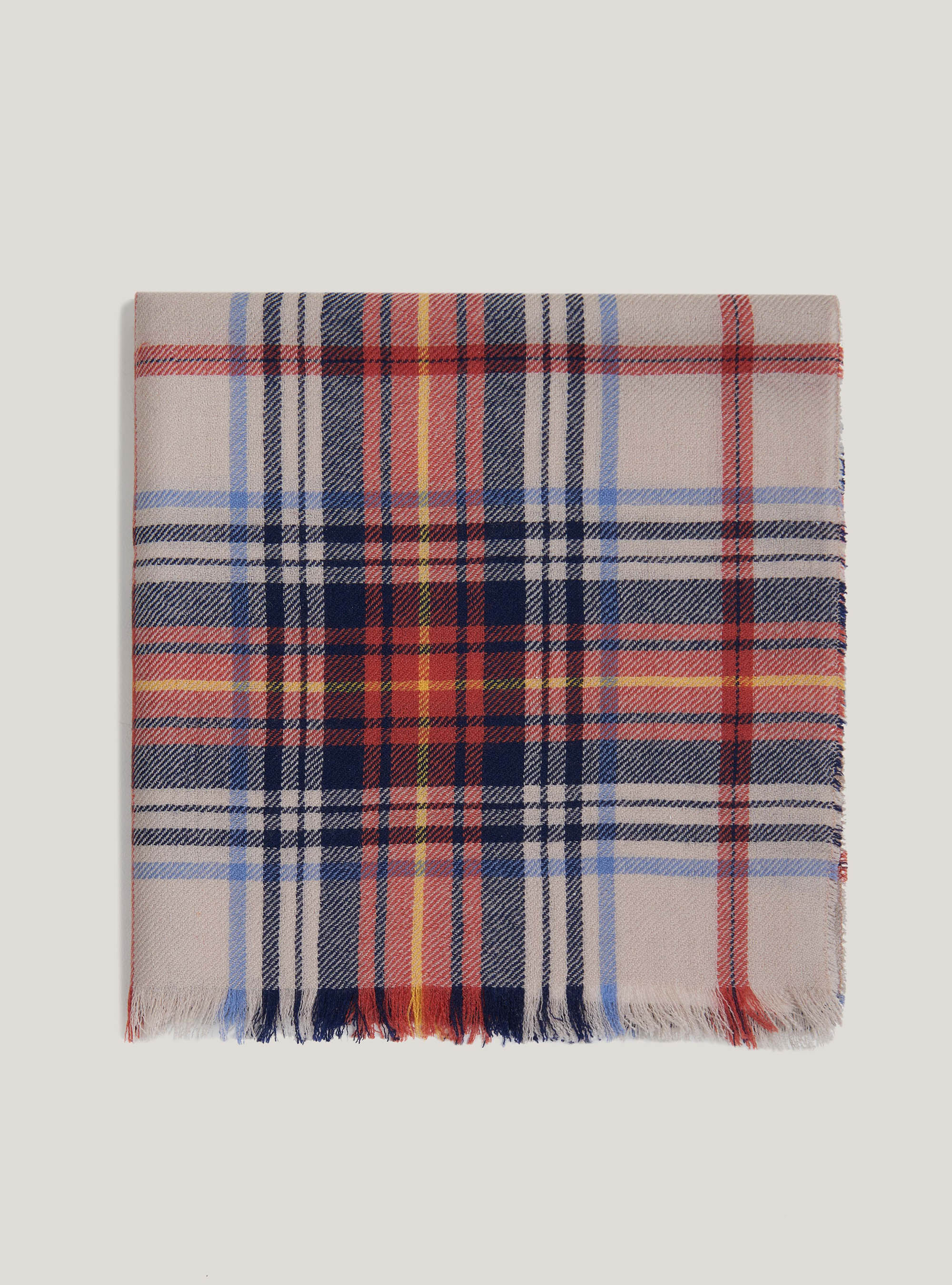 Checked wool scarf, ECRU