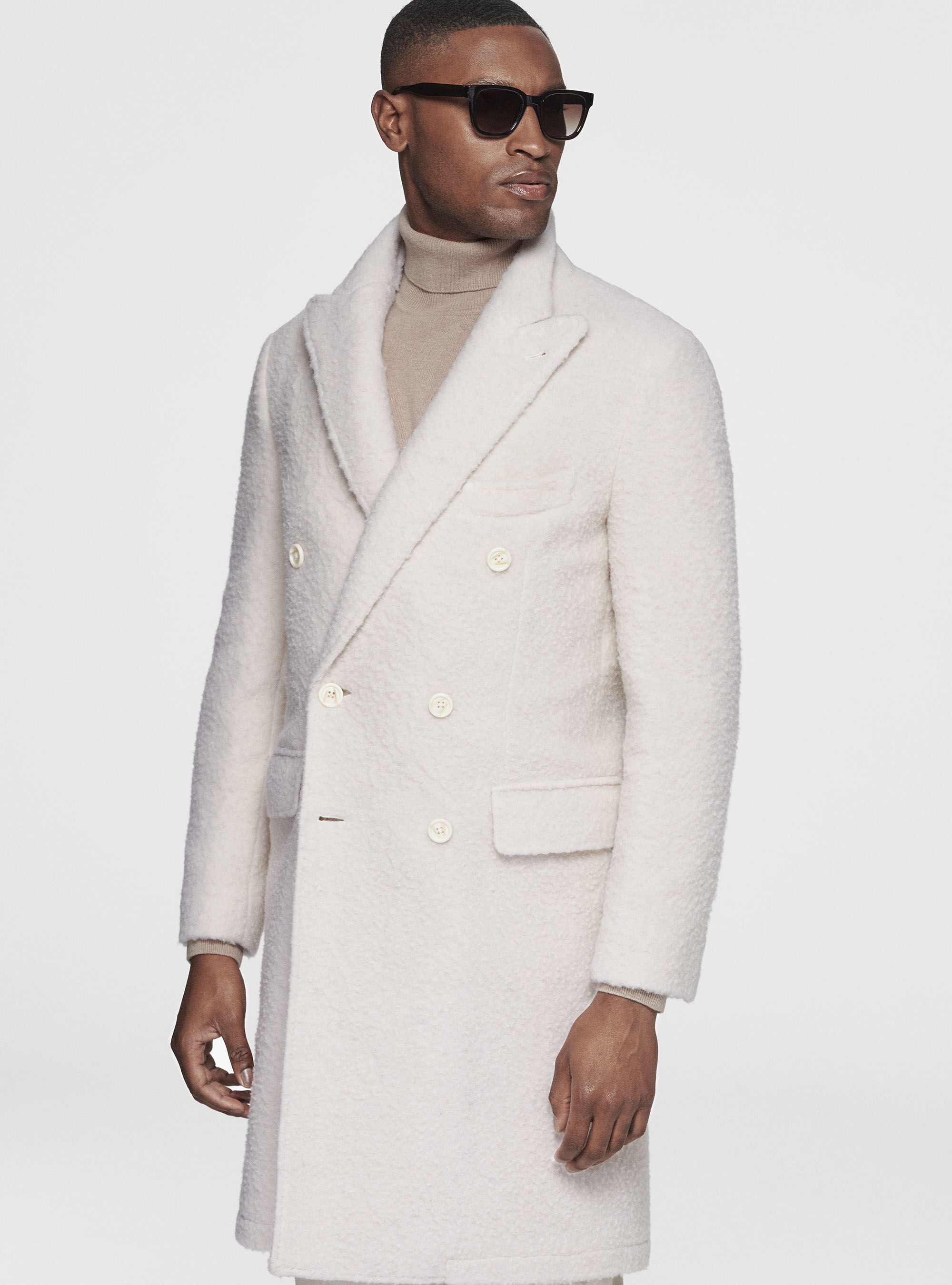 Felted cloth double breasted coat
