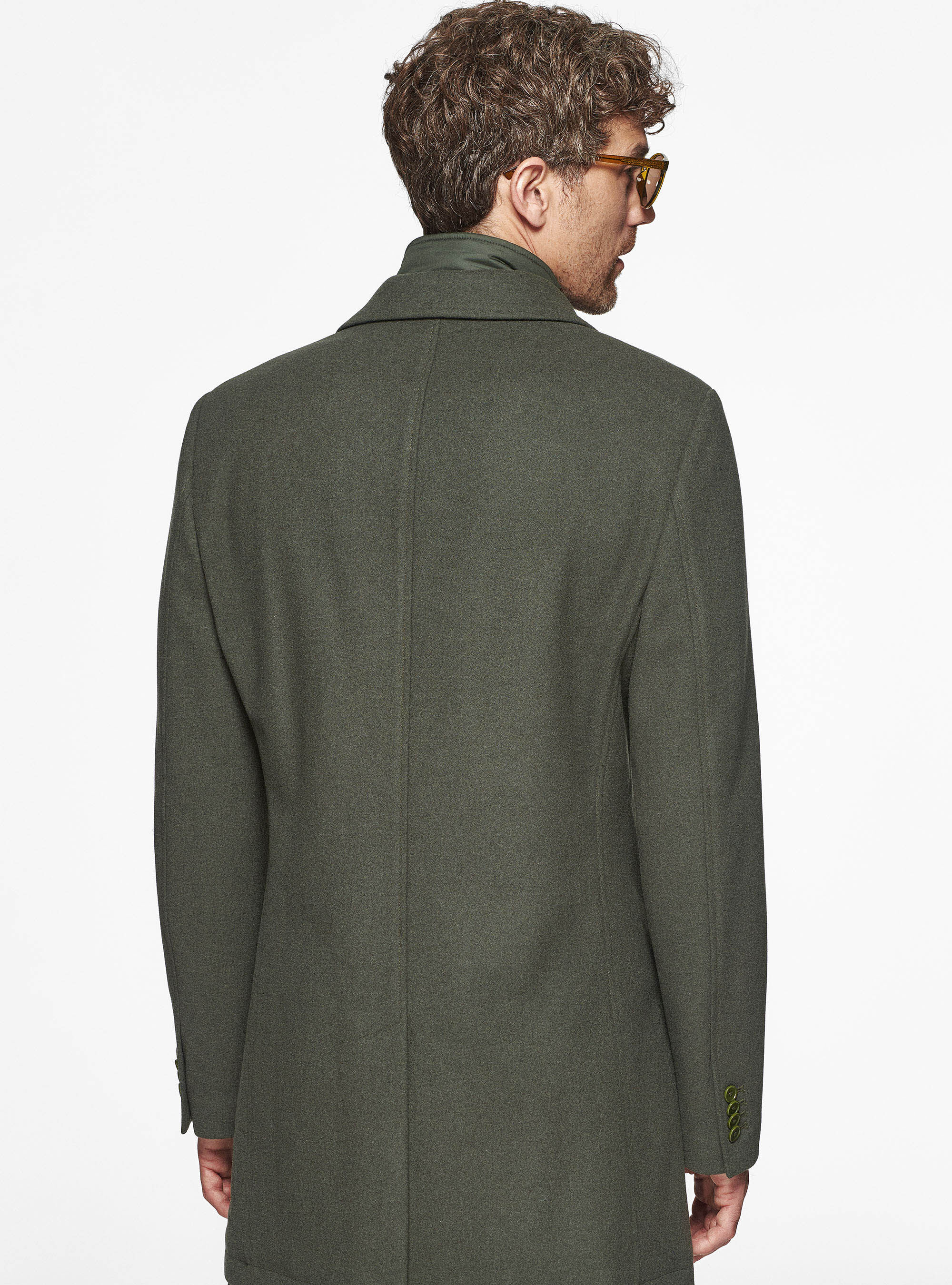 Mens overcoat with bib online