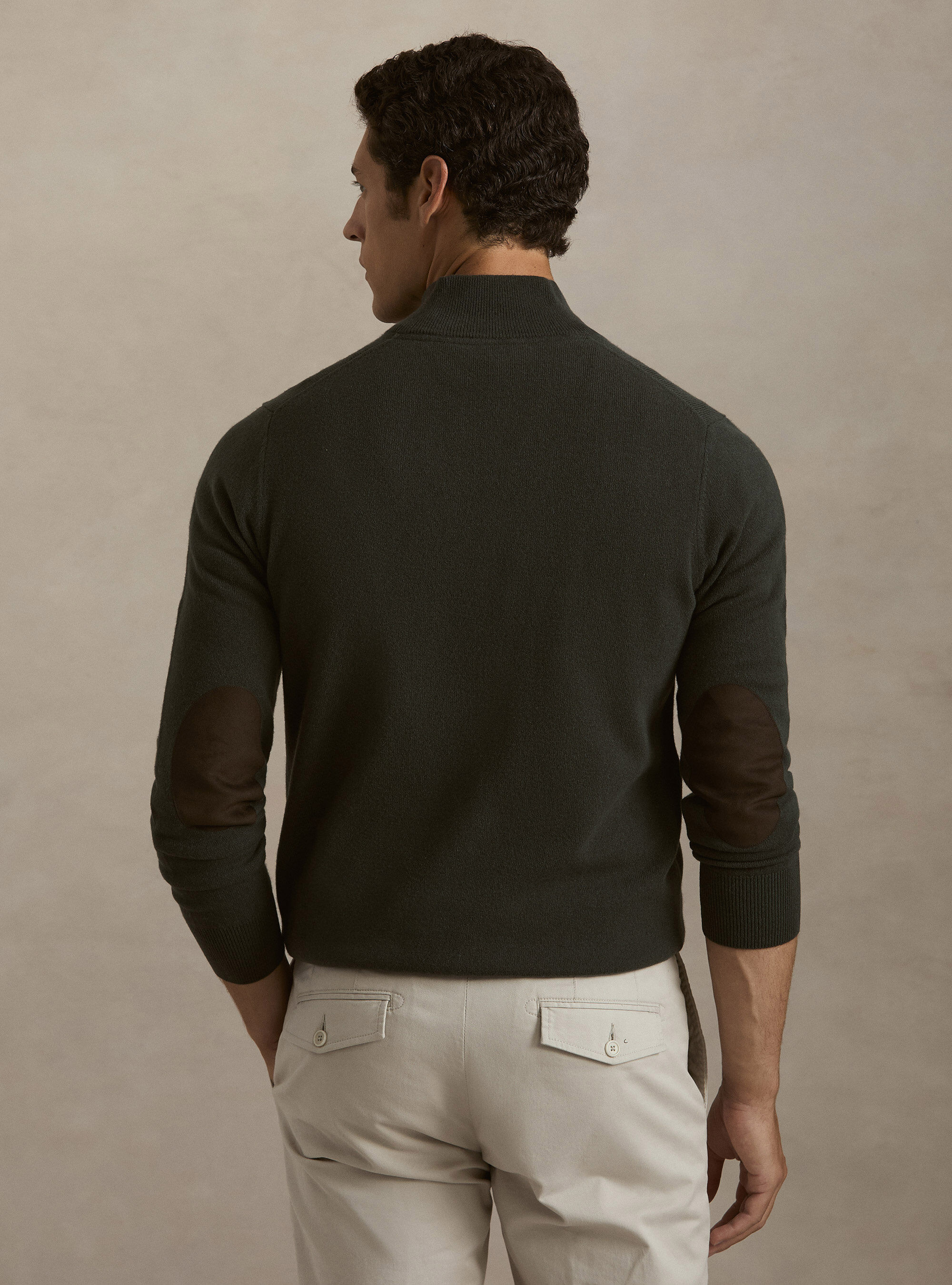 Half-zip lambswool and cashmere sweater, MILITARE 0609C