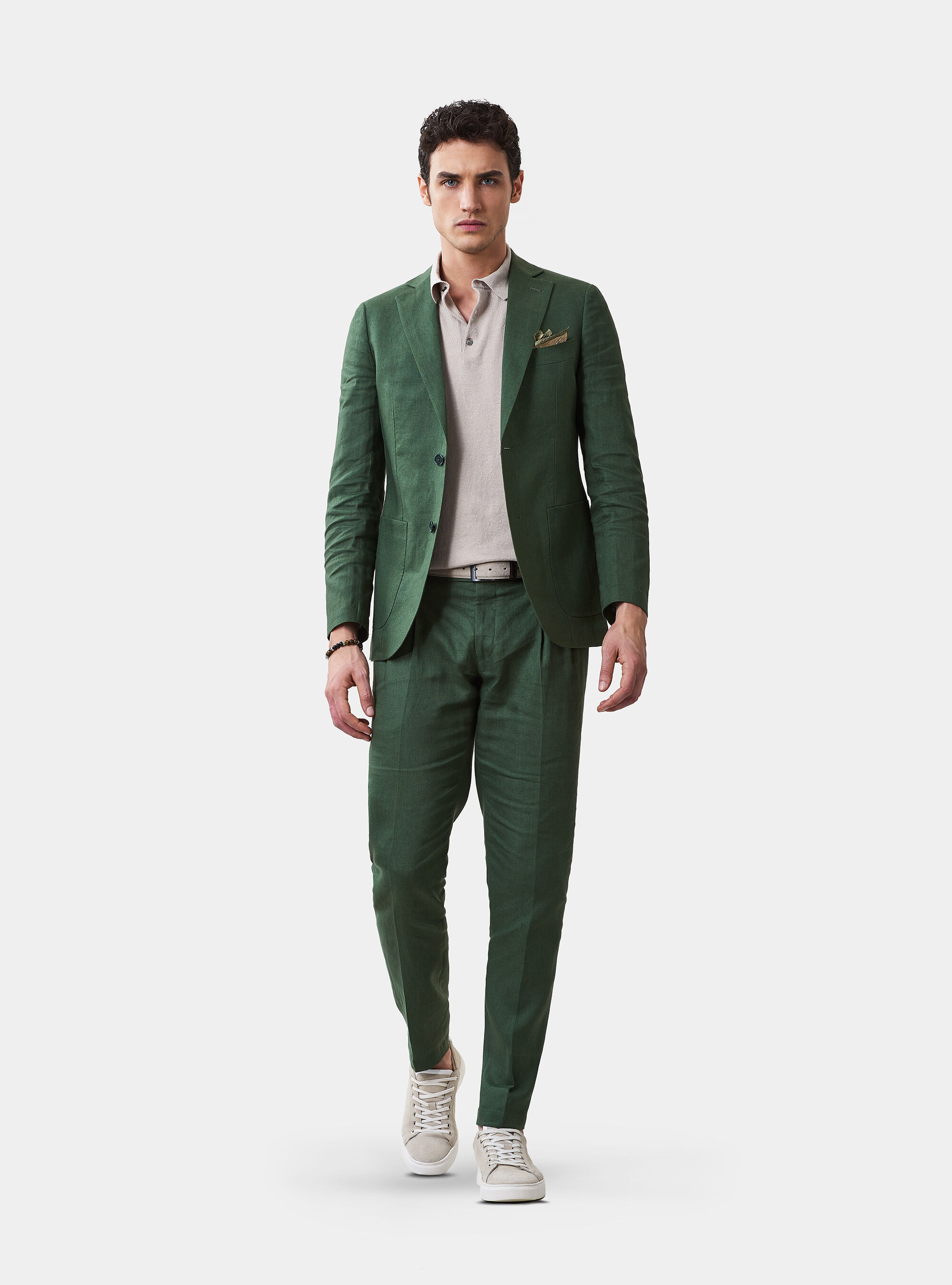 Pure Linen Suit Trousers, GREEN