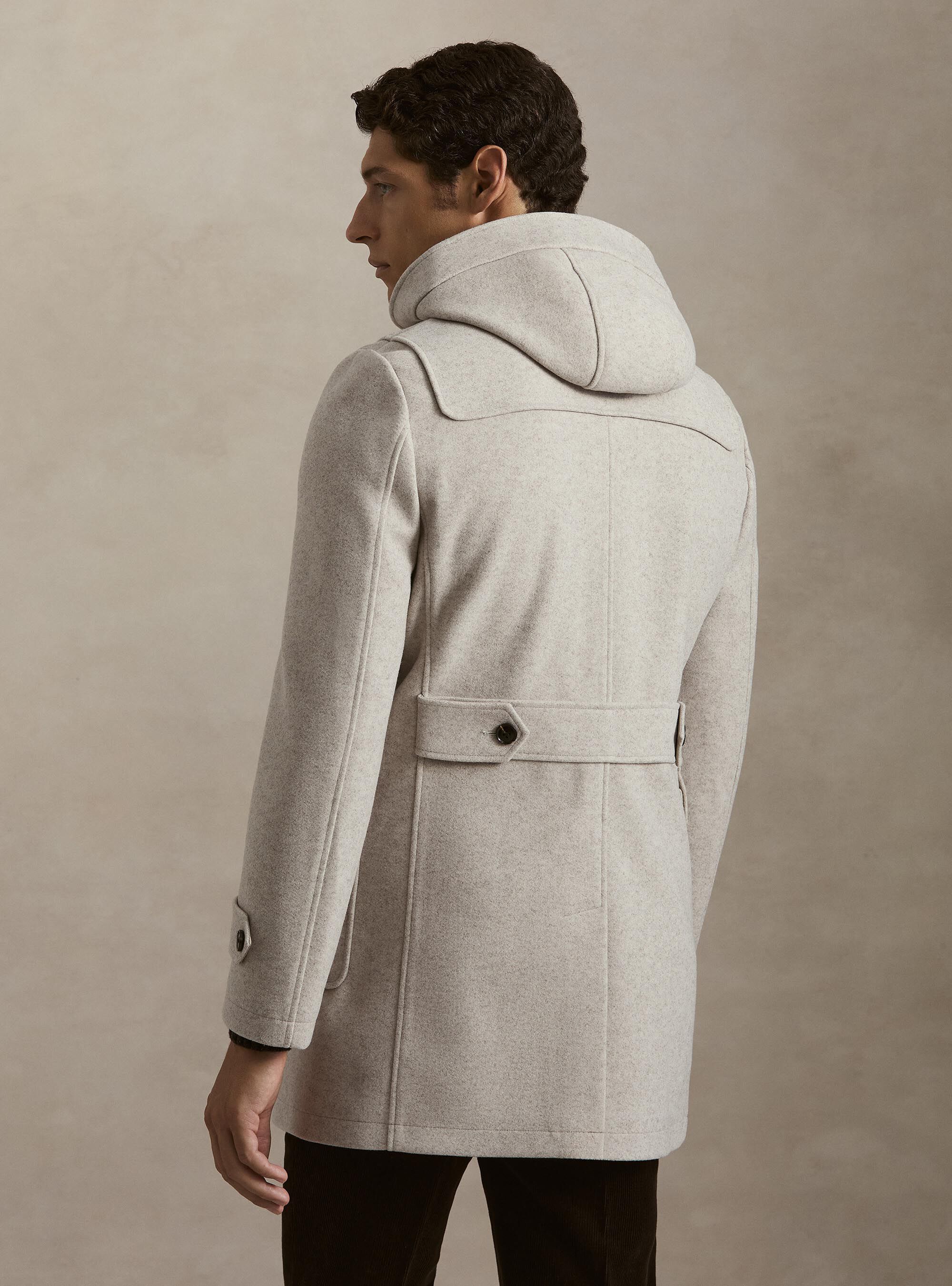 Montgomery con cappuccio in misto lana, ECRU