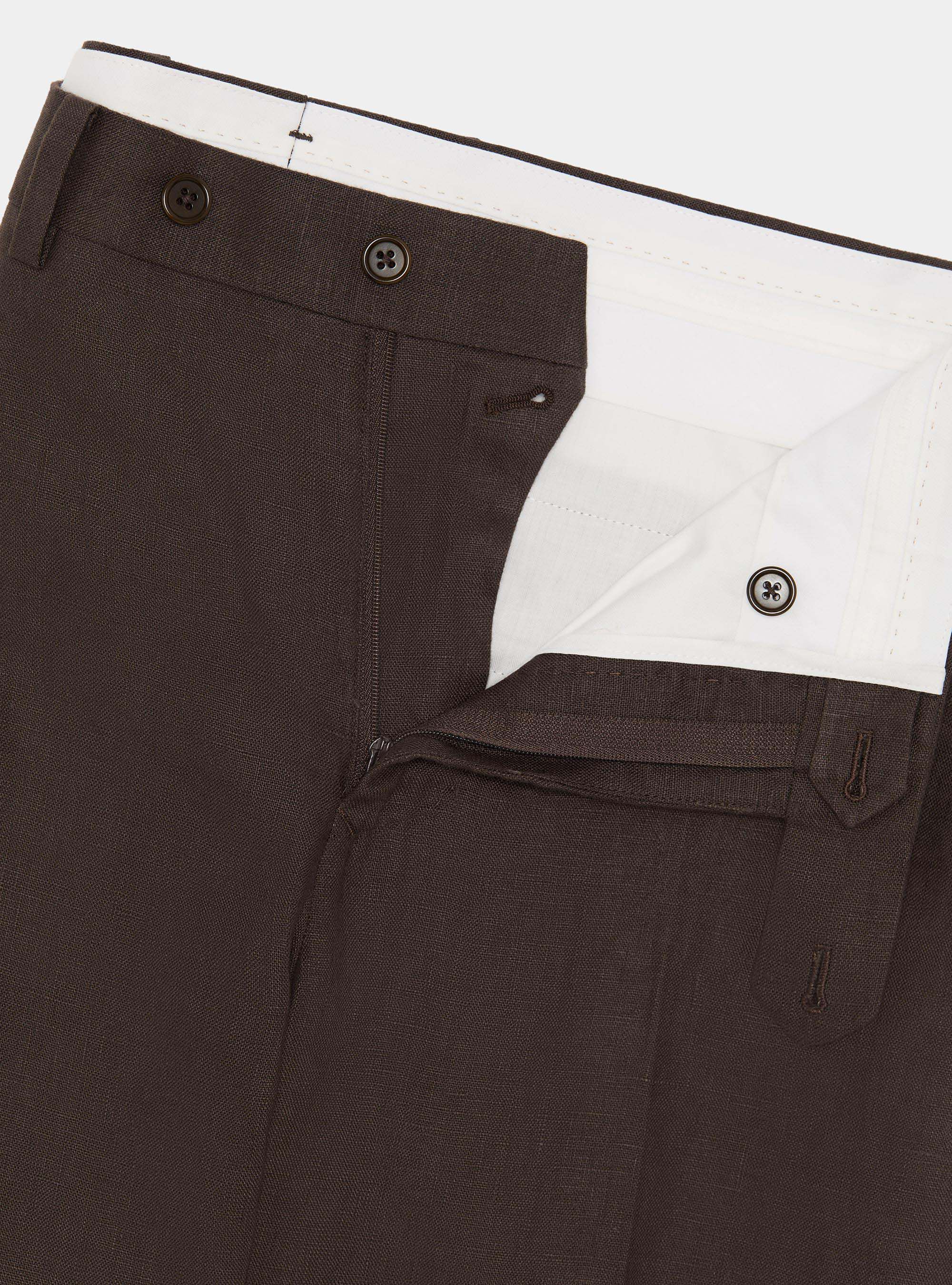 Pantalones de traje de lino puro, MARRON
