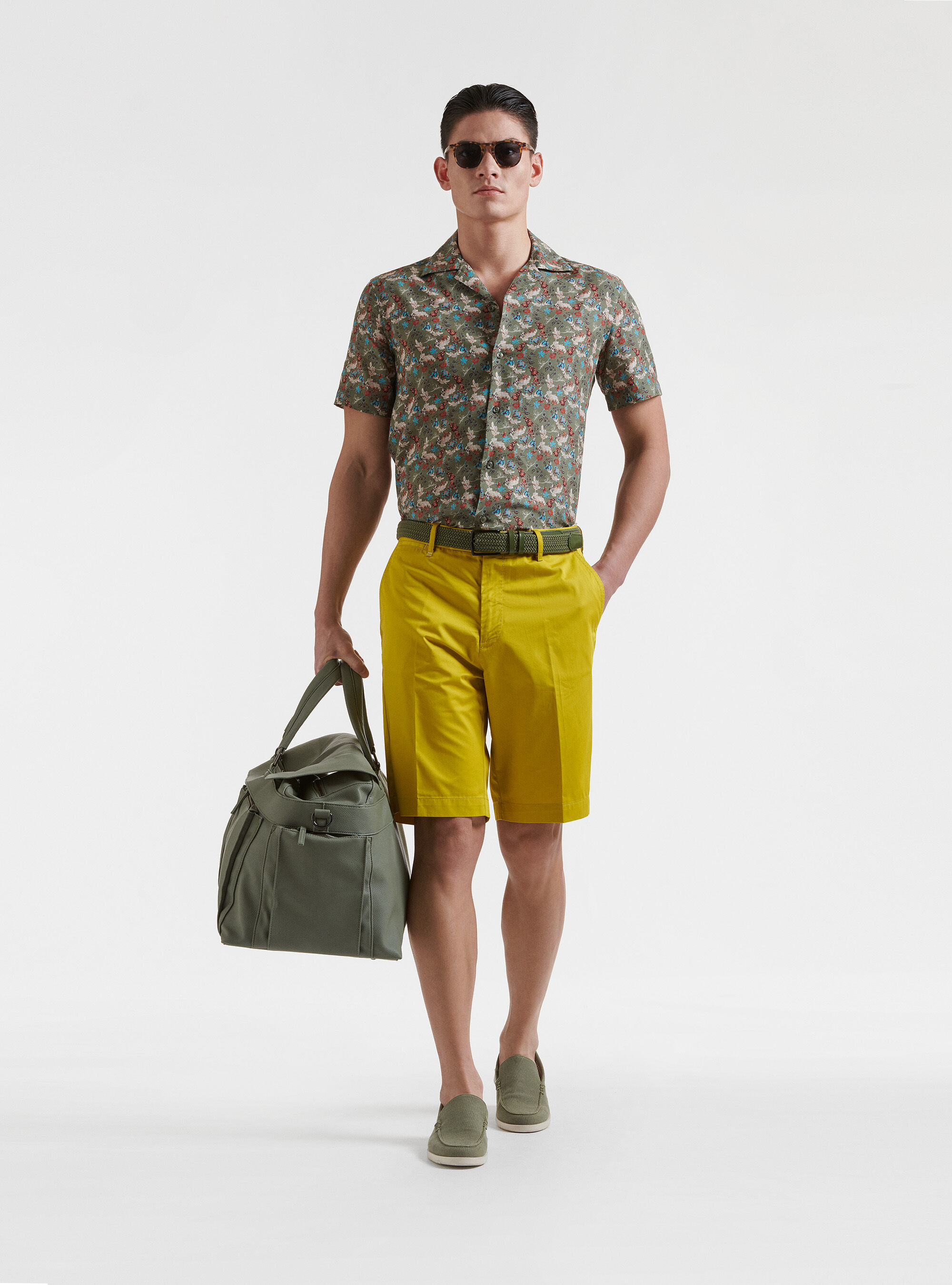 Lightweight twill shorts, YELLOW