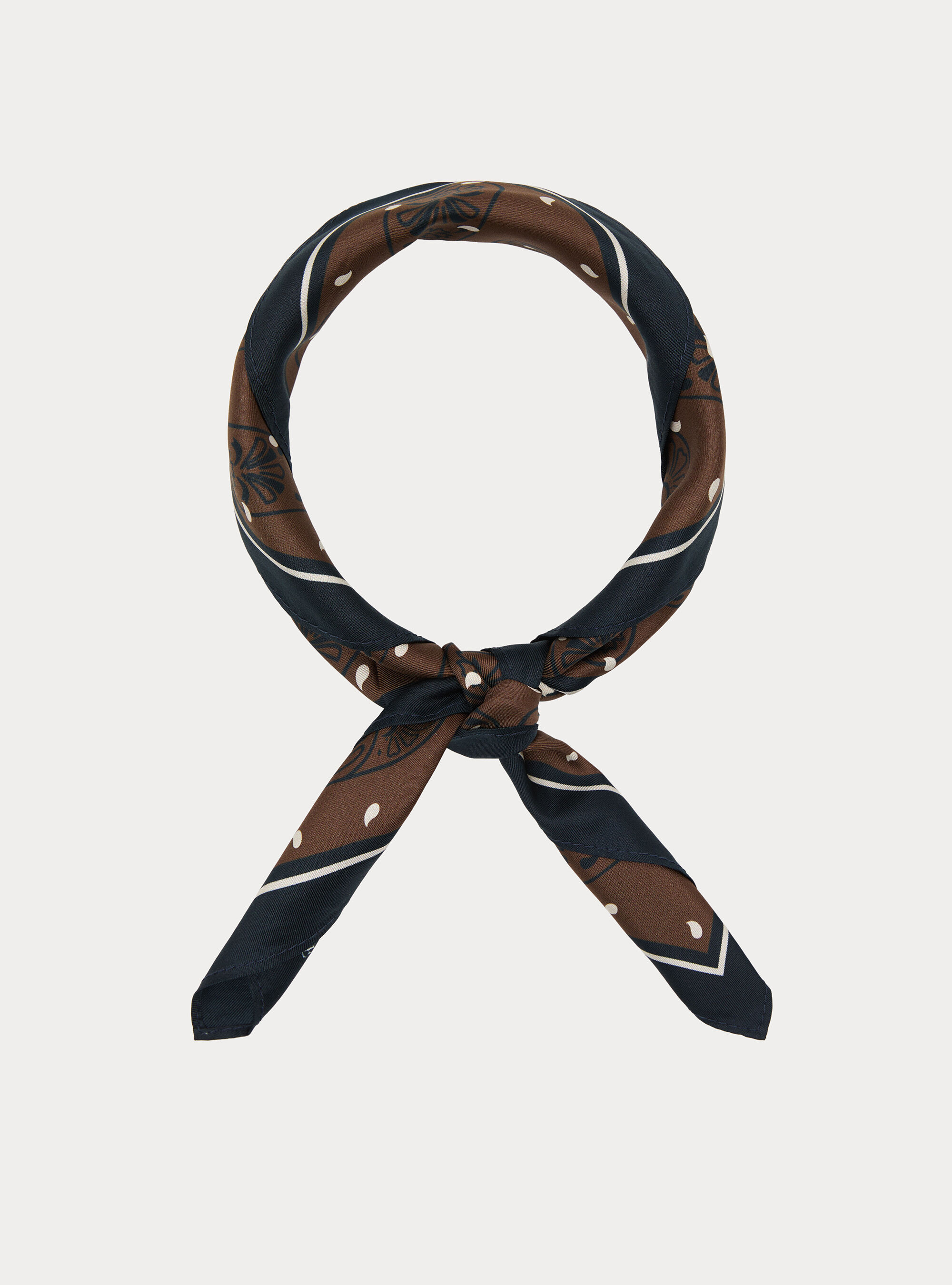 Foulard in seta stampata fantasia macro paisley, BROWN