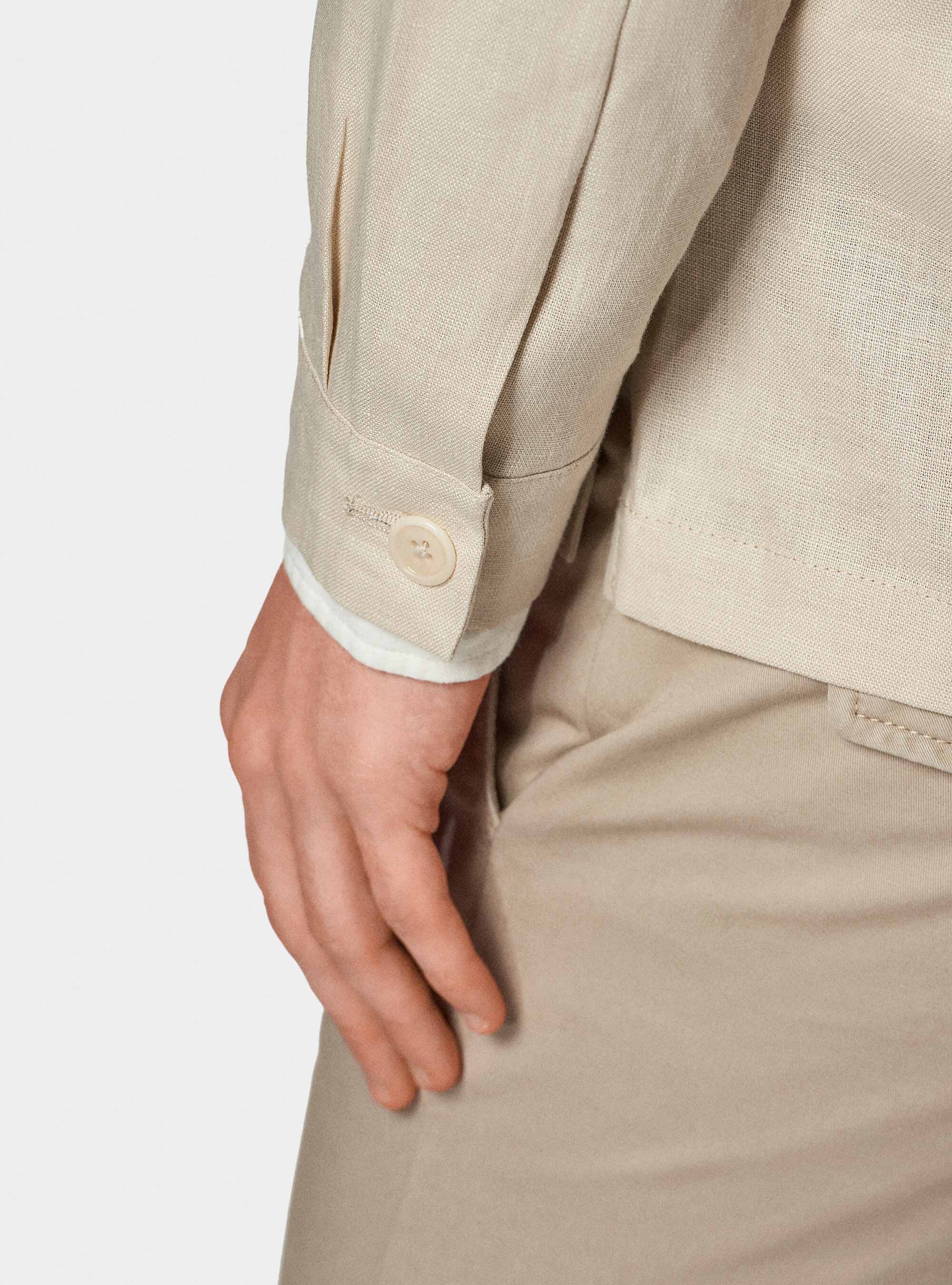 Pure linen shirt blazer, ECRU