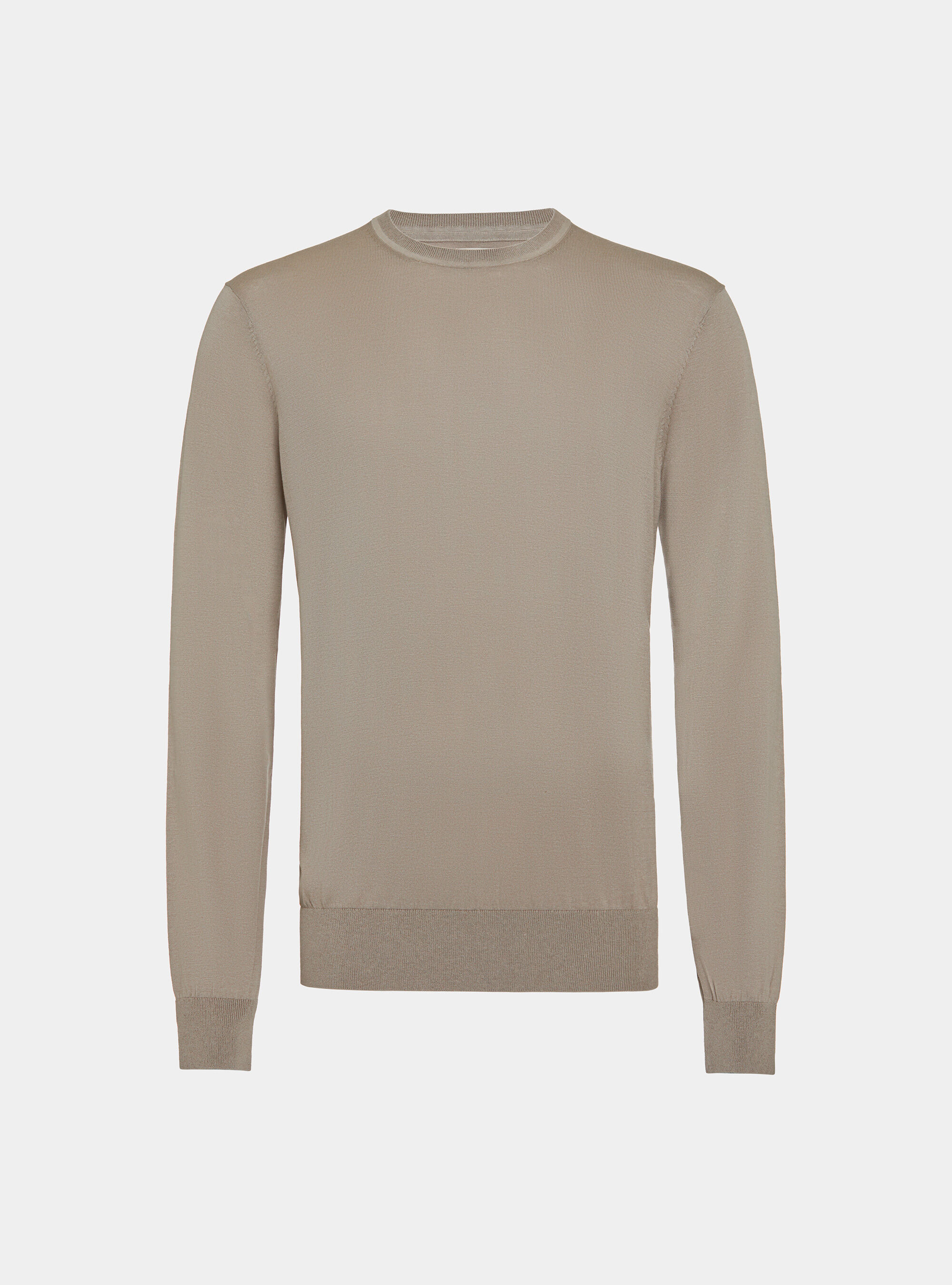 Silk and cotton crew-neck sweater, SAND
