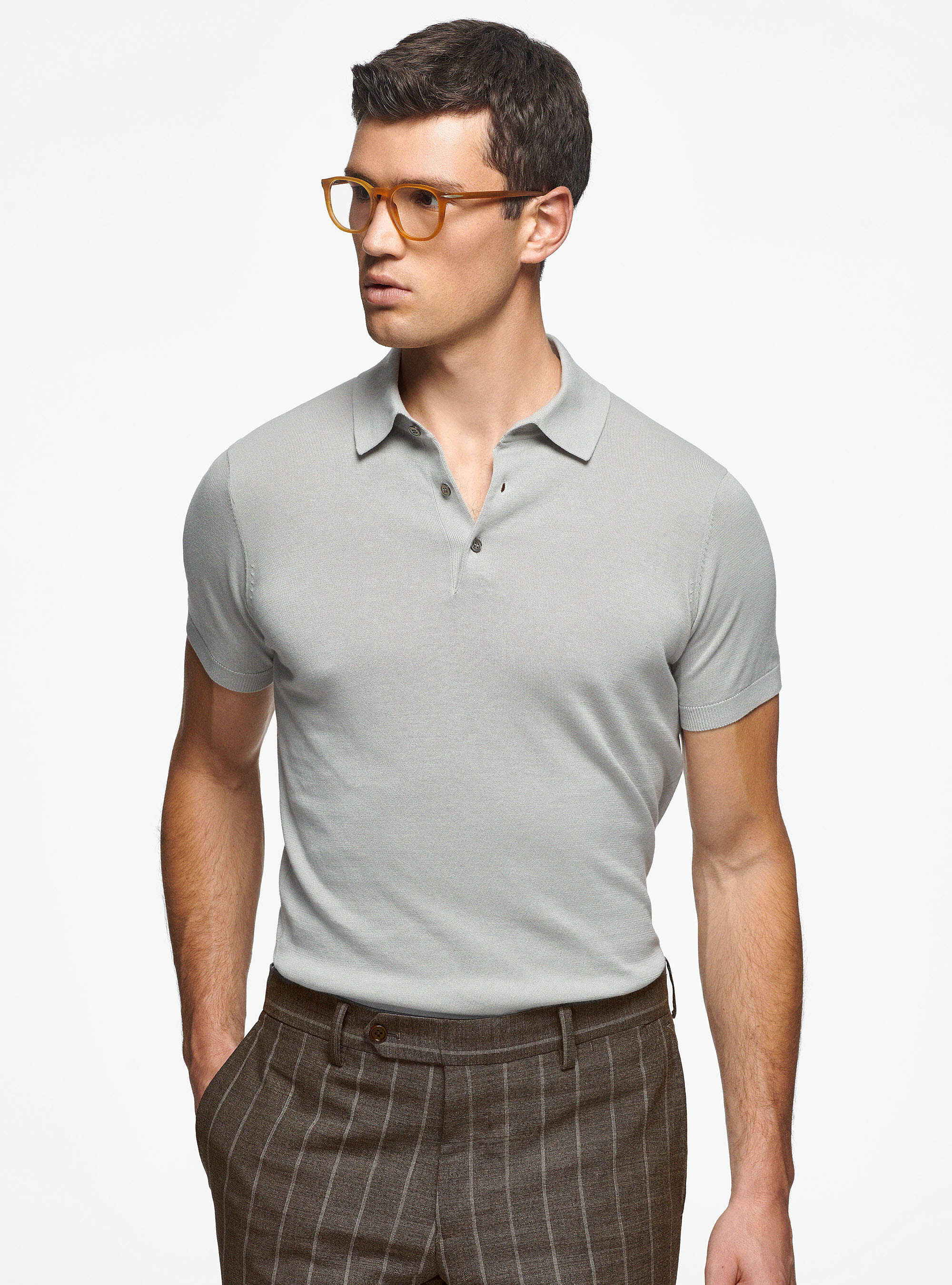 Extra fine cotton knit polo shirt GutteridgeUK Men s New In