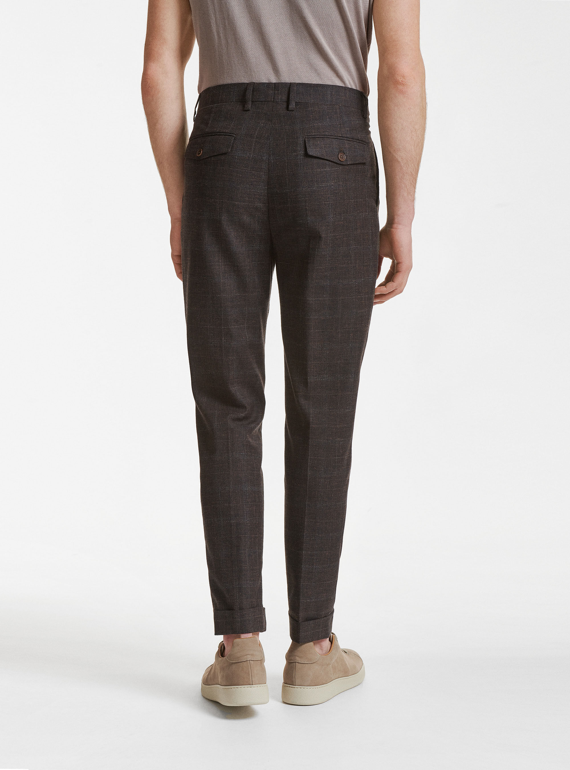 Pantalon de costume en laine coton et lin