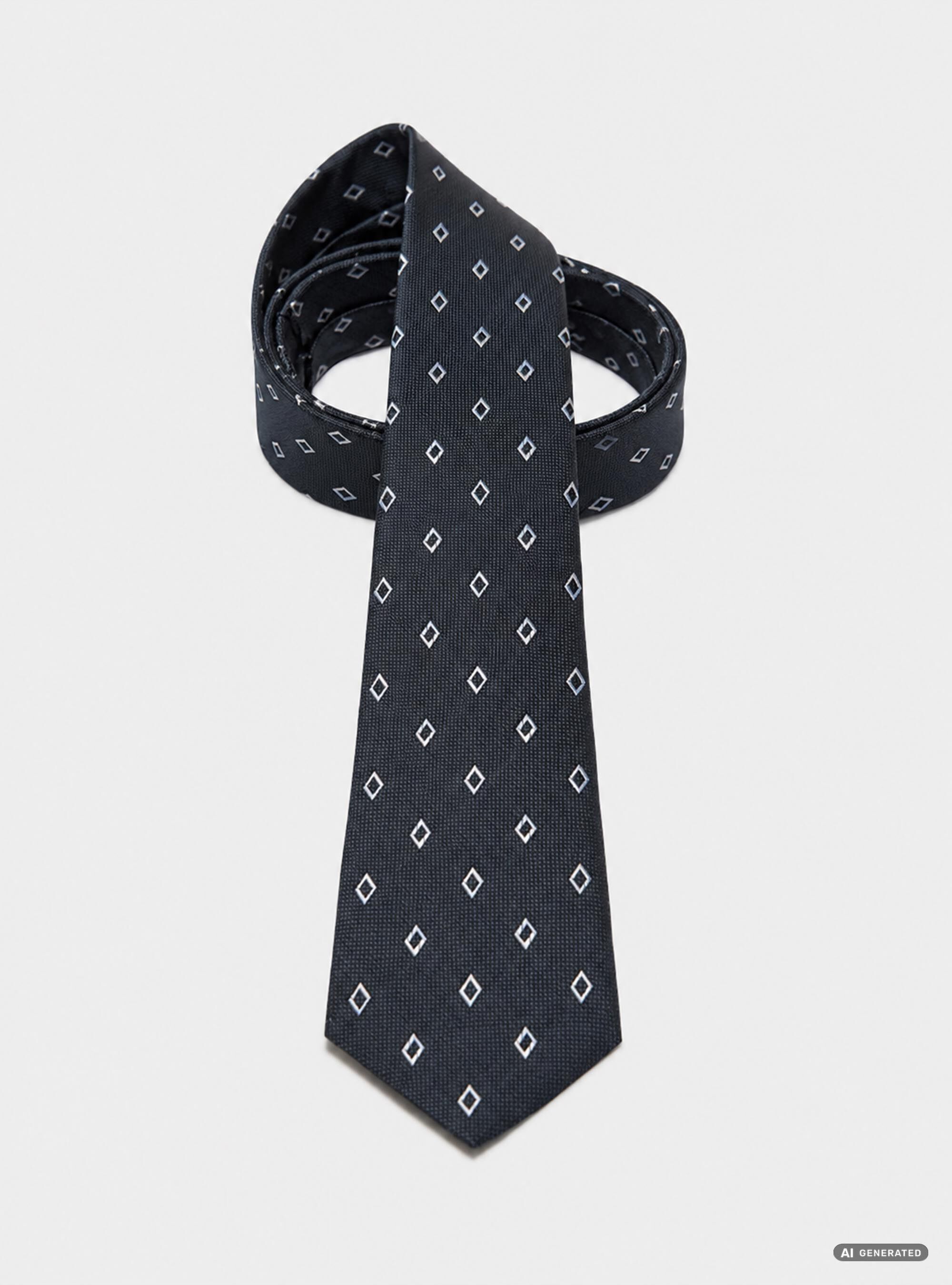 Cravatta in seta jacquard con microfantasia rombi