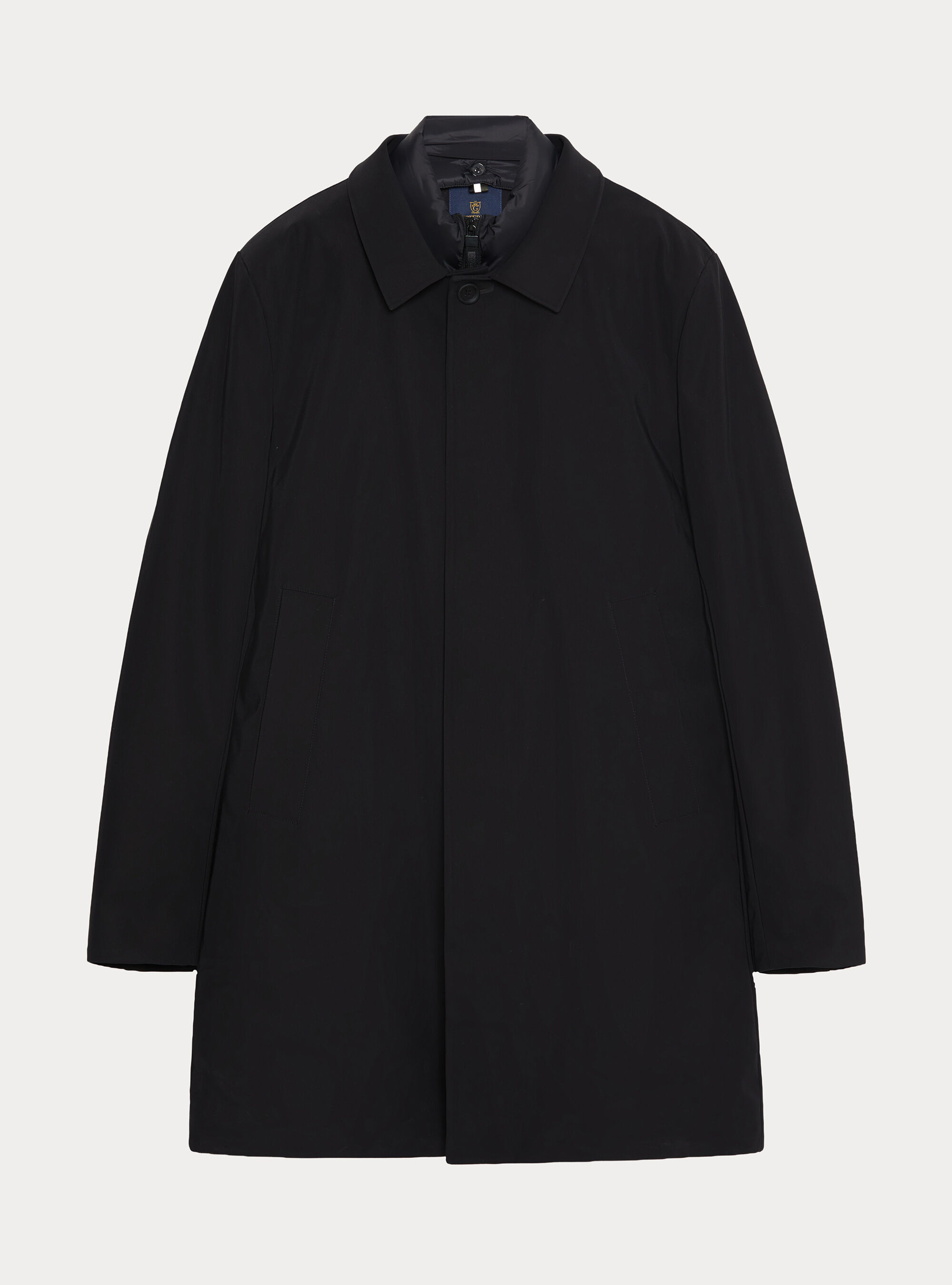 Single-breasted padded raincoat with removable bib, BLACK