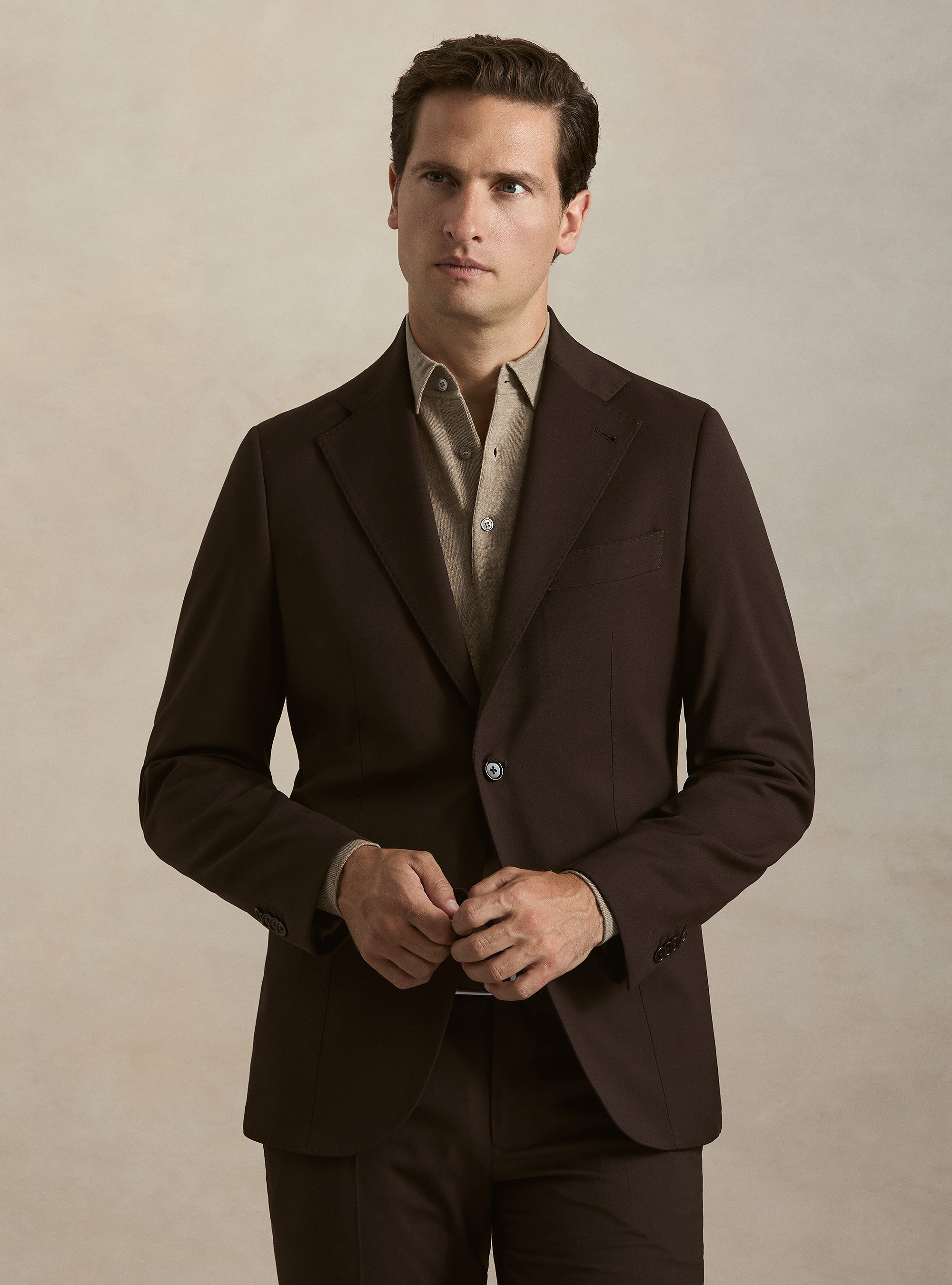 Slim fit classic suit blazer, BROWN