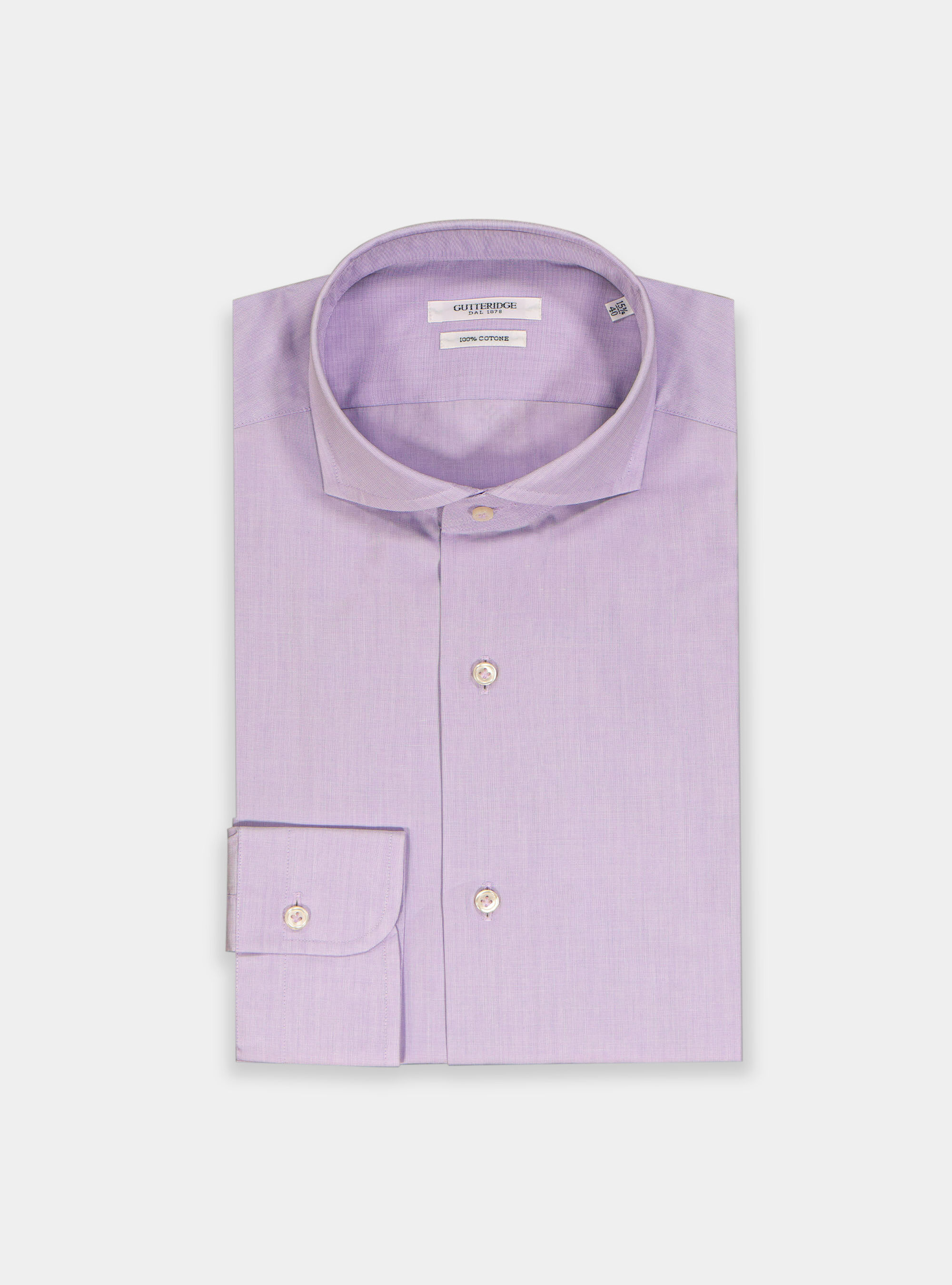 Camicia fil a fil collo francese, VIOLA