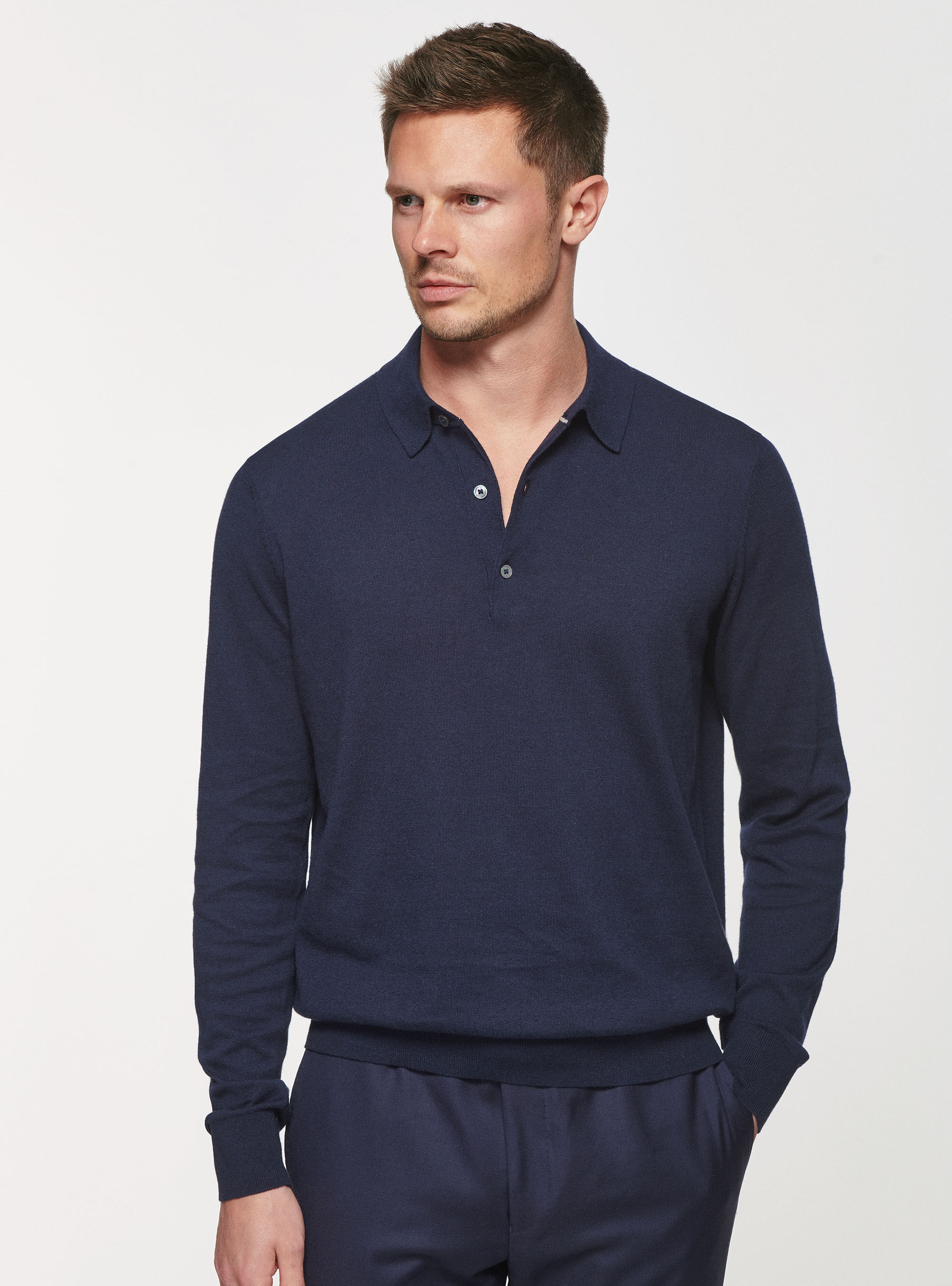 Cotton silk and cashmere polo shirt