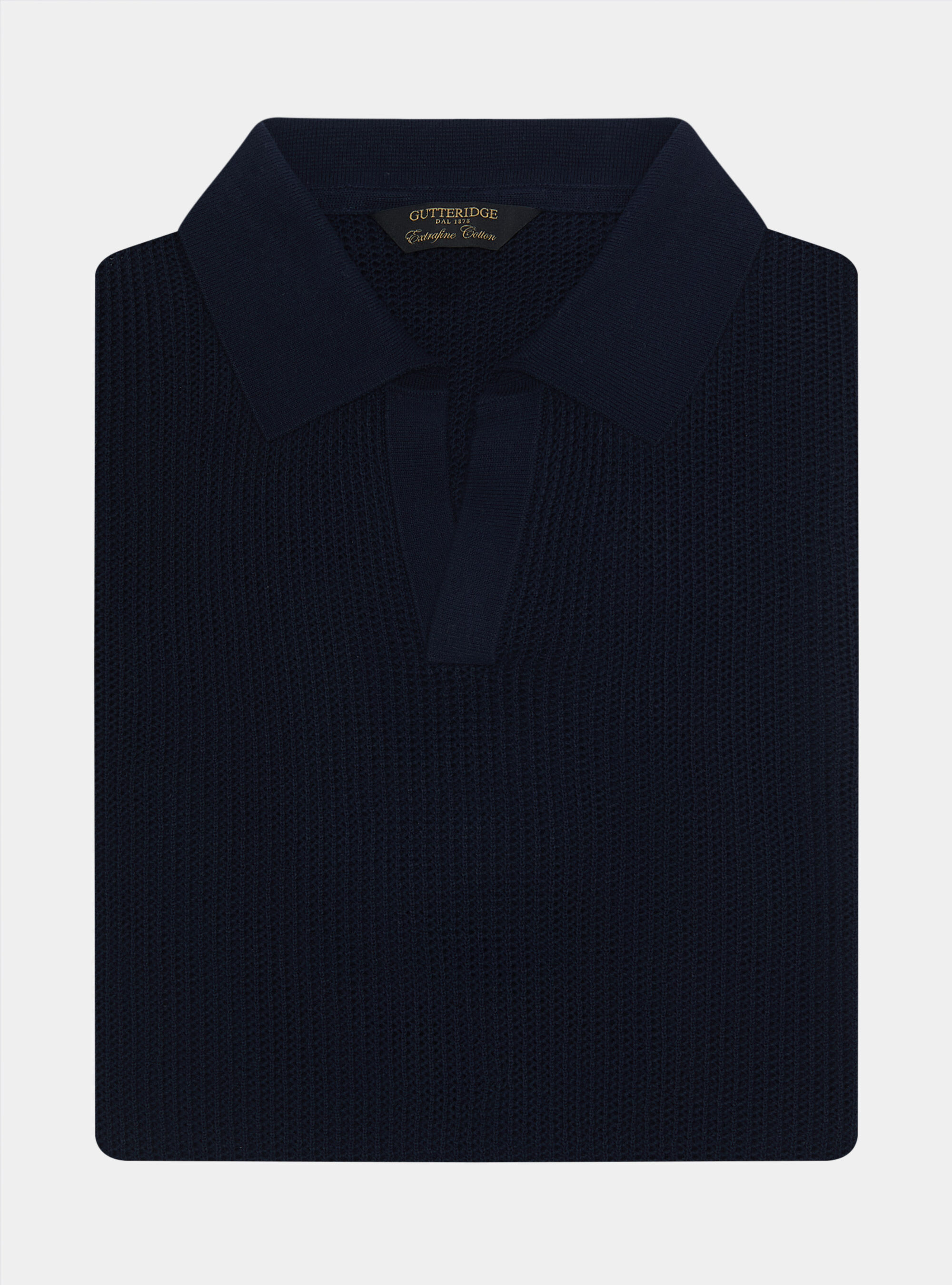 Crochet polo shirt, NAVY BLUE
