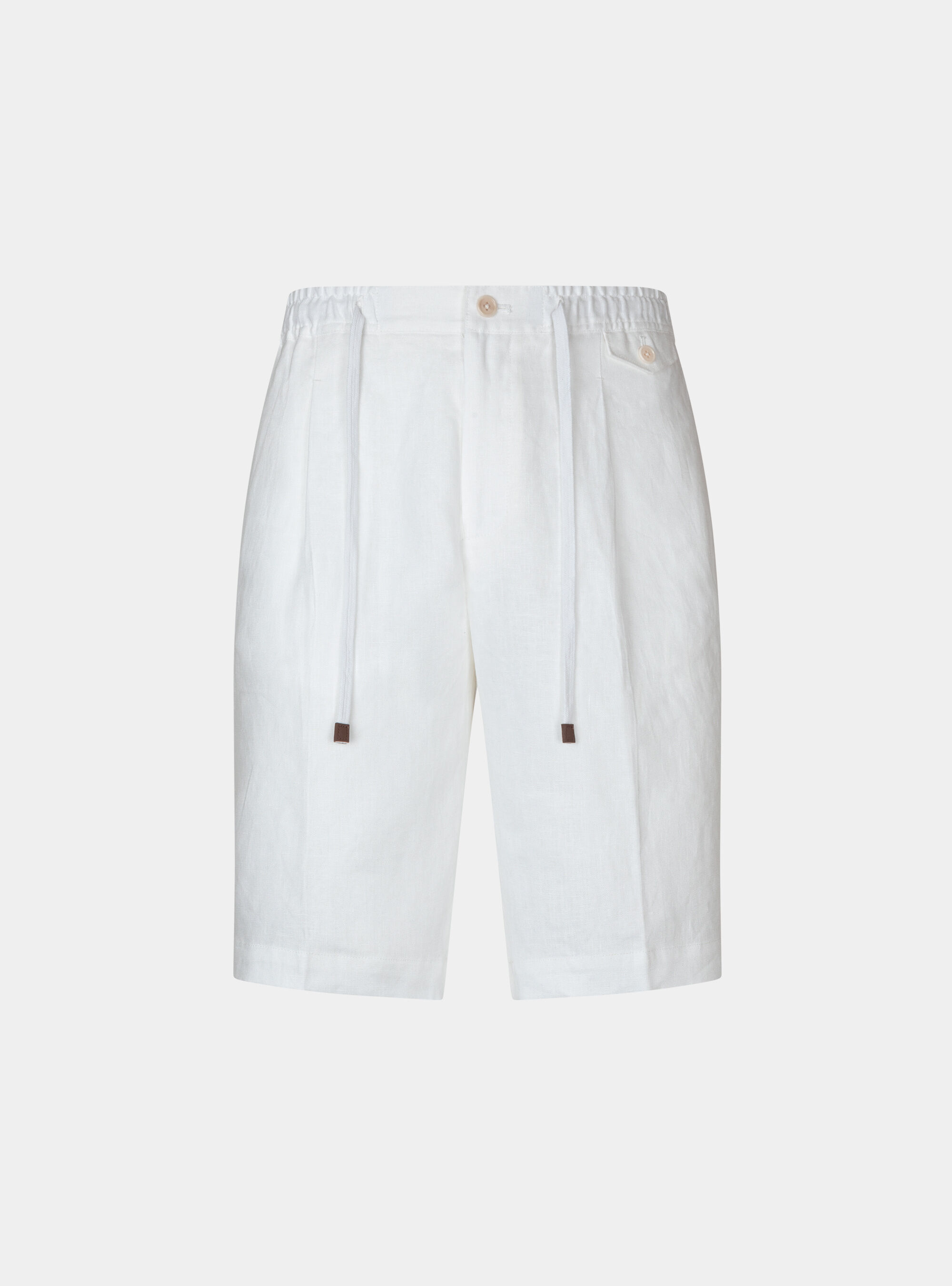 Bermuda tinta unita in puro lino, BIANCO