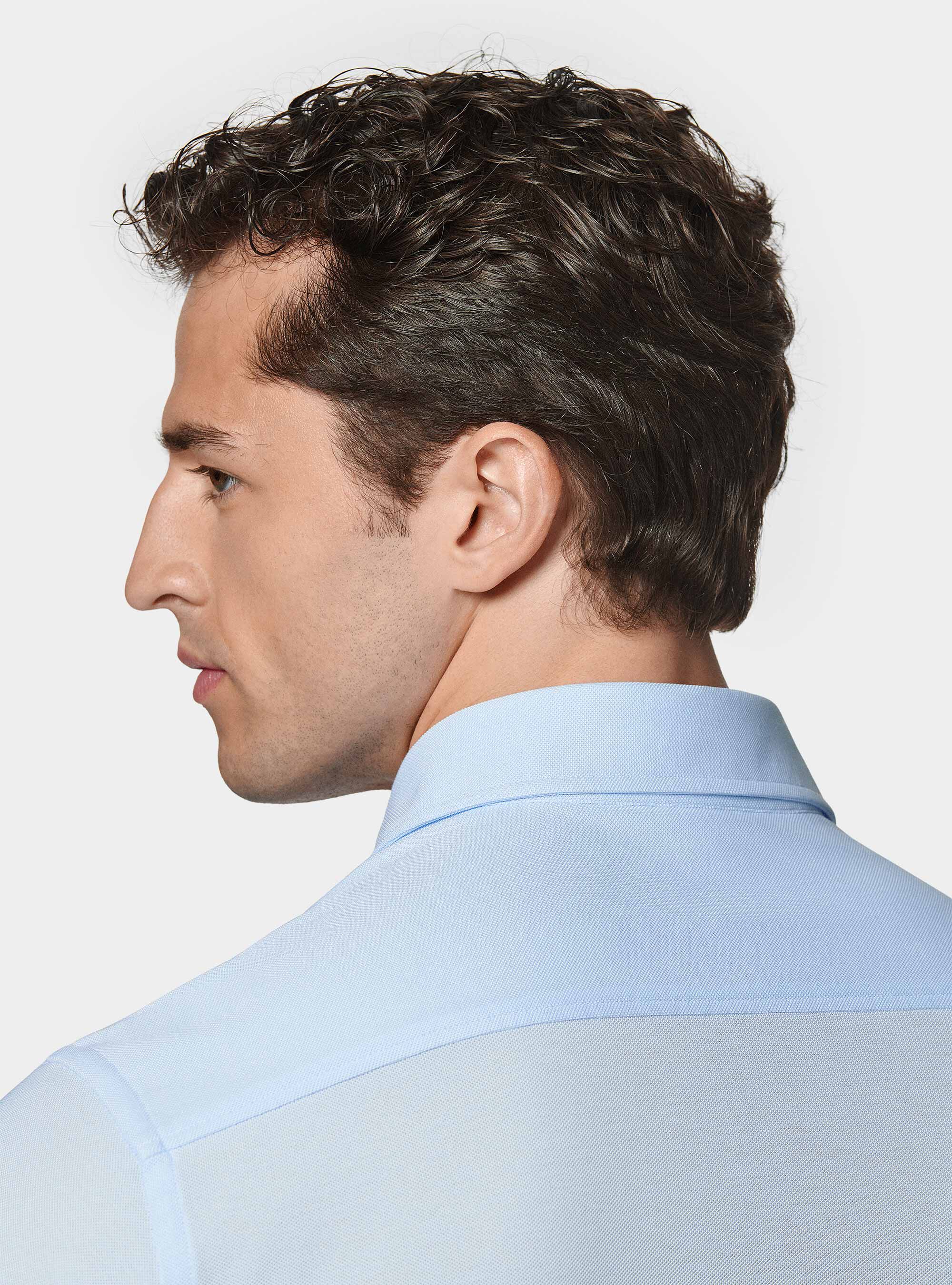 Camicia a polo GT01 in misto cotone piquet, AZZURRO