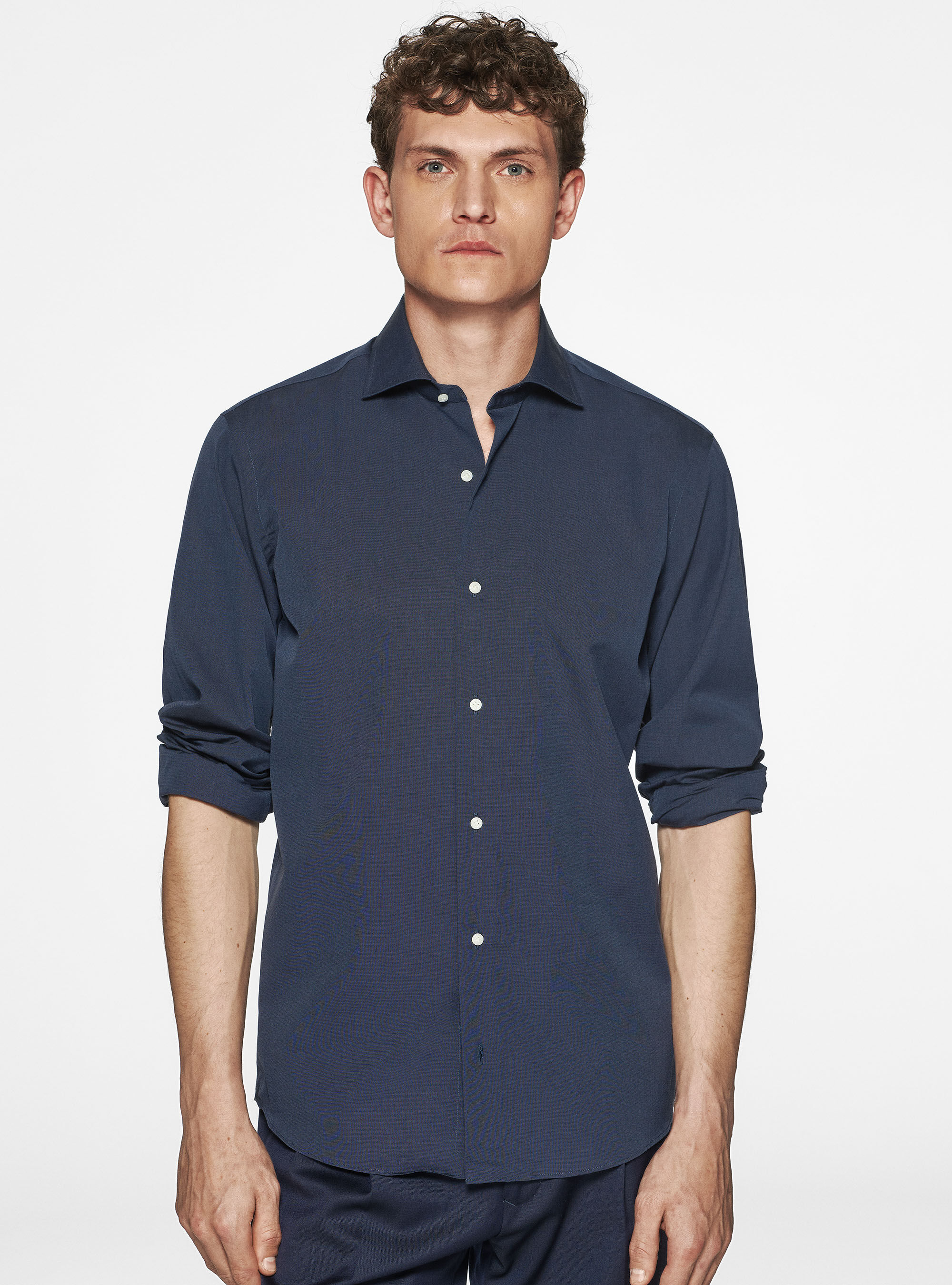 Chemise en coton fil &agrave; fil, BLEU MARINE