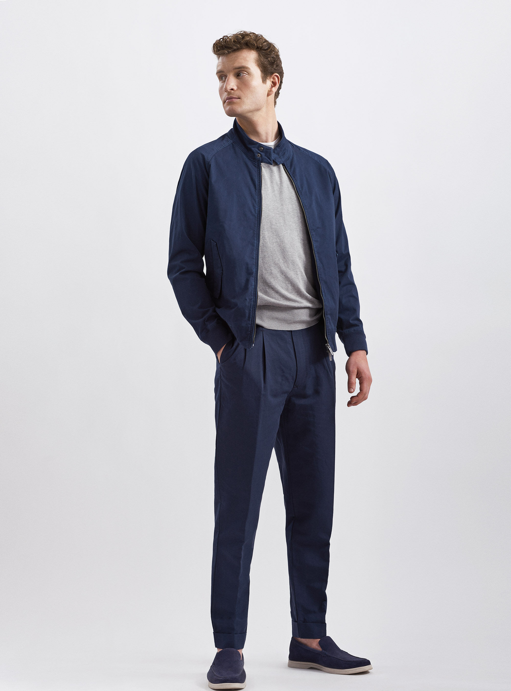 Stretch cotton twill bomber jacket
