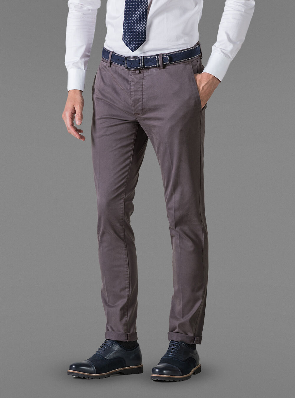 Pantaloni Slim Fit Chino Di Cotone
