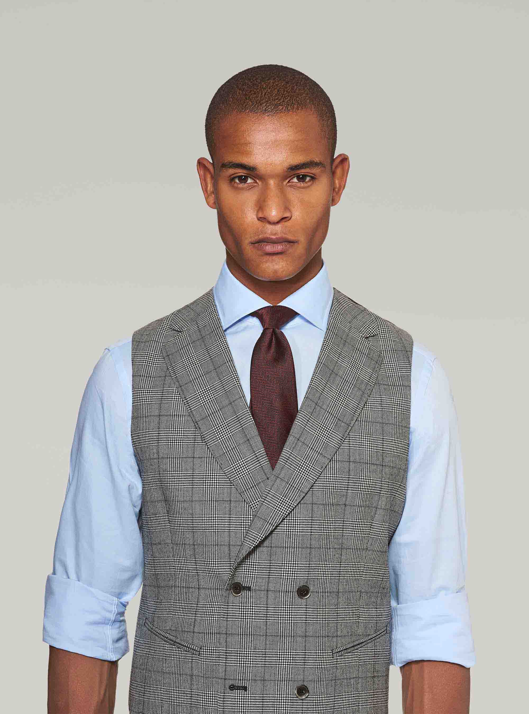 Gilet doppiopetto in lana principe di galles