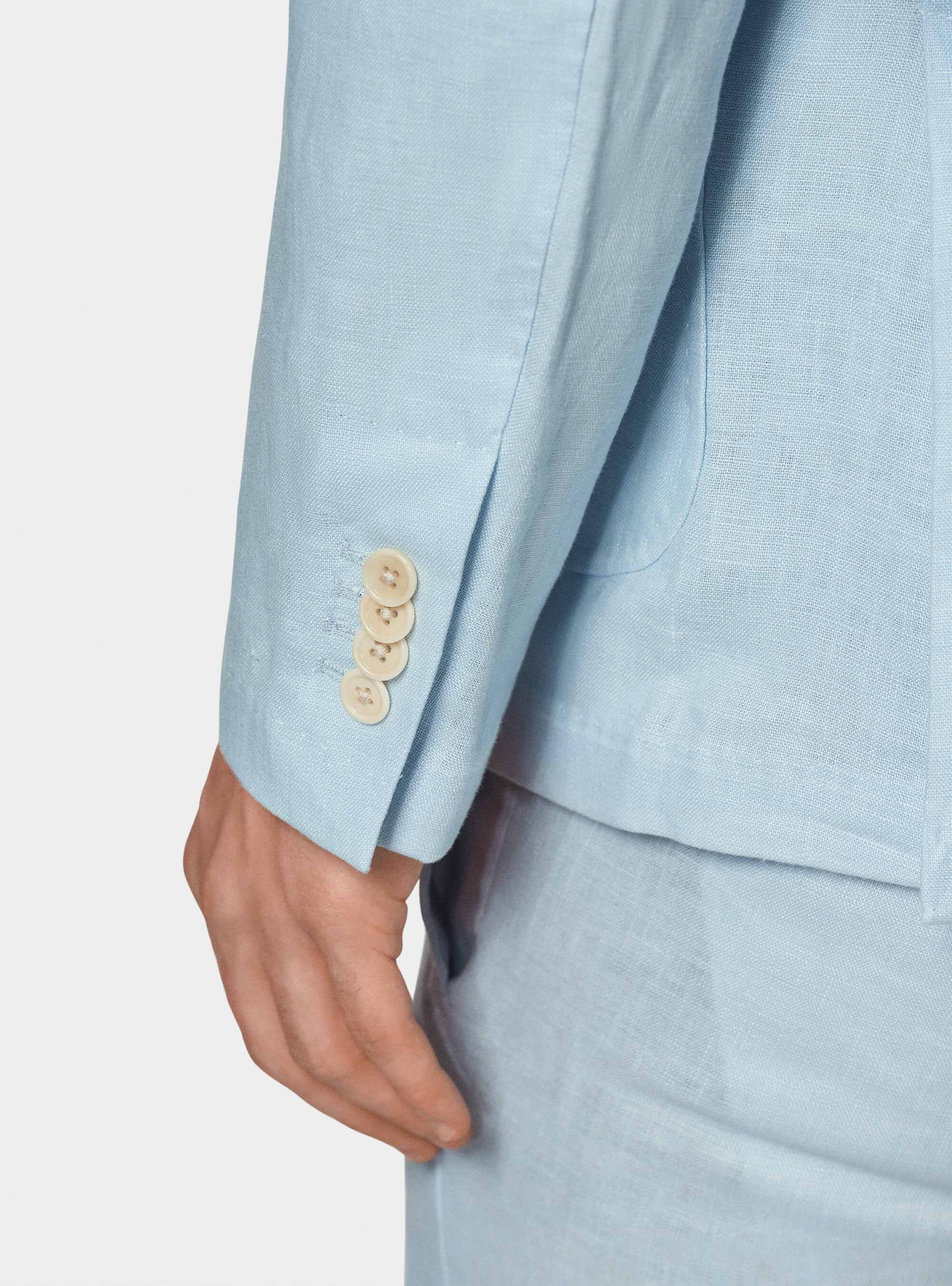 Giacca abito in puro lino, AZZURRO
