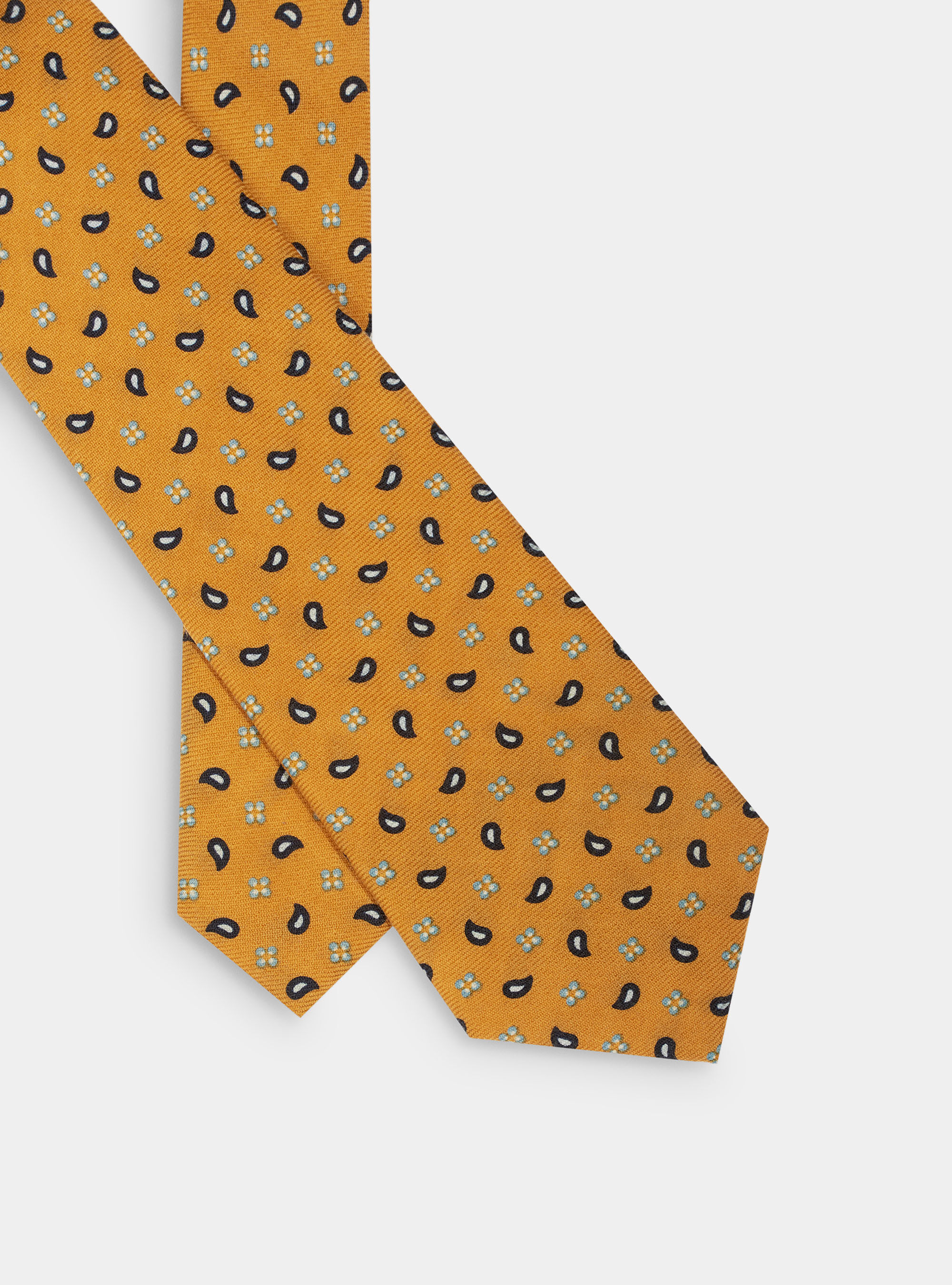 Cravatta in lana con stampa paisley, SENAPE 0715C