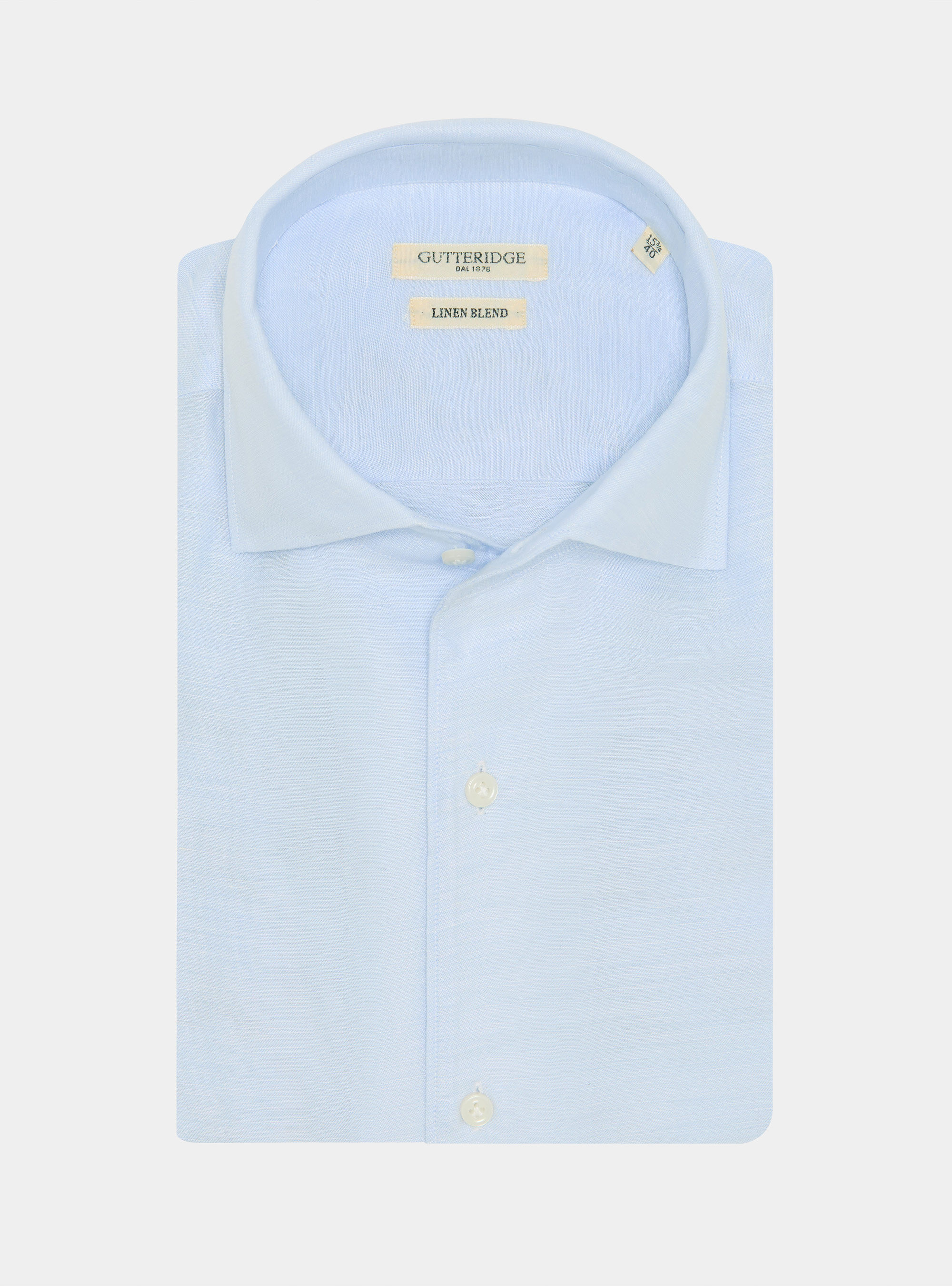 Linen-blend shirt with facing, LIGHT BLUE