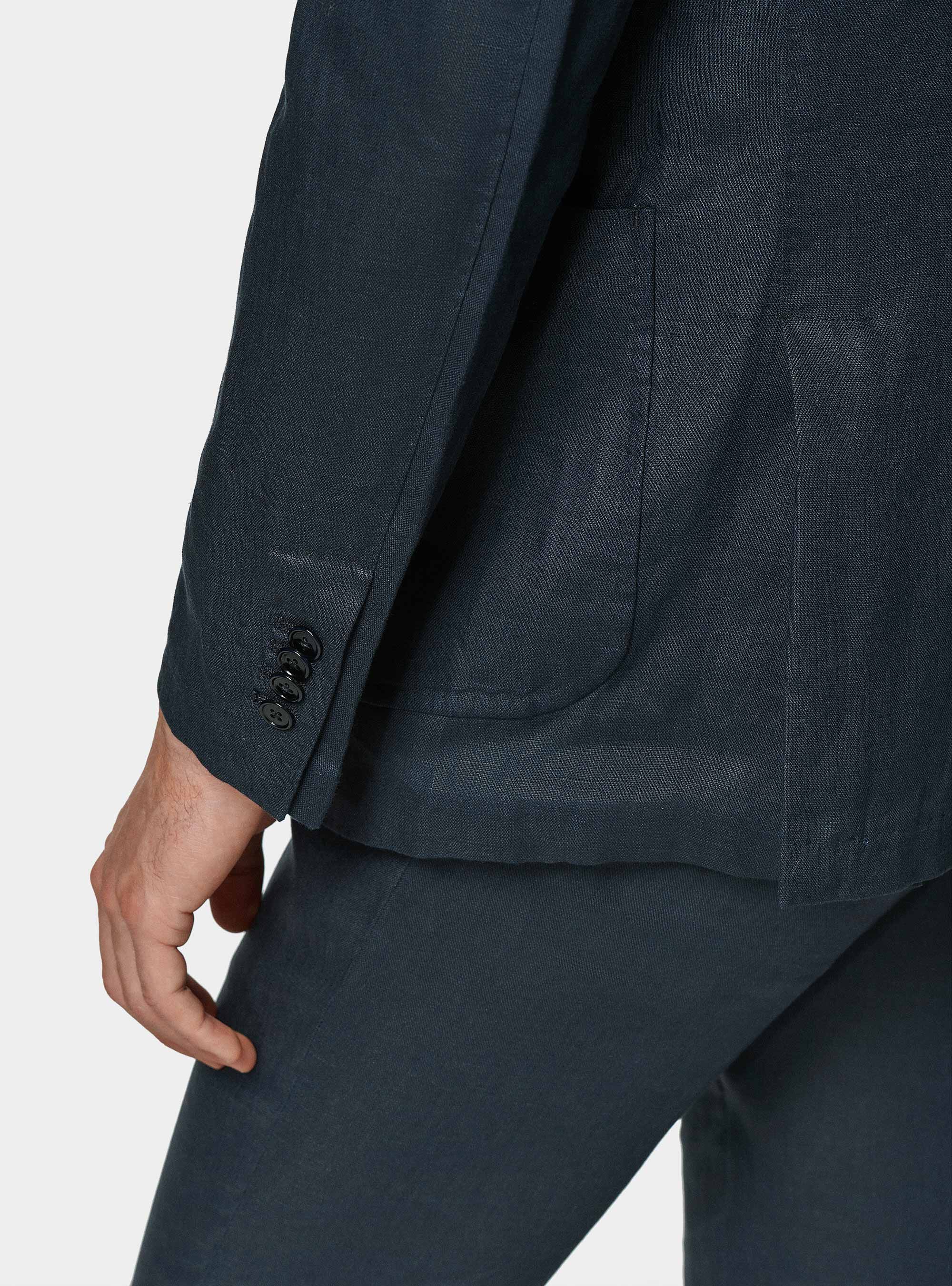 Anzugjacke aus reinem Leinen, NAVY 0218C