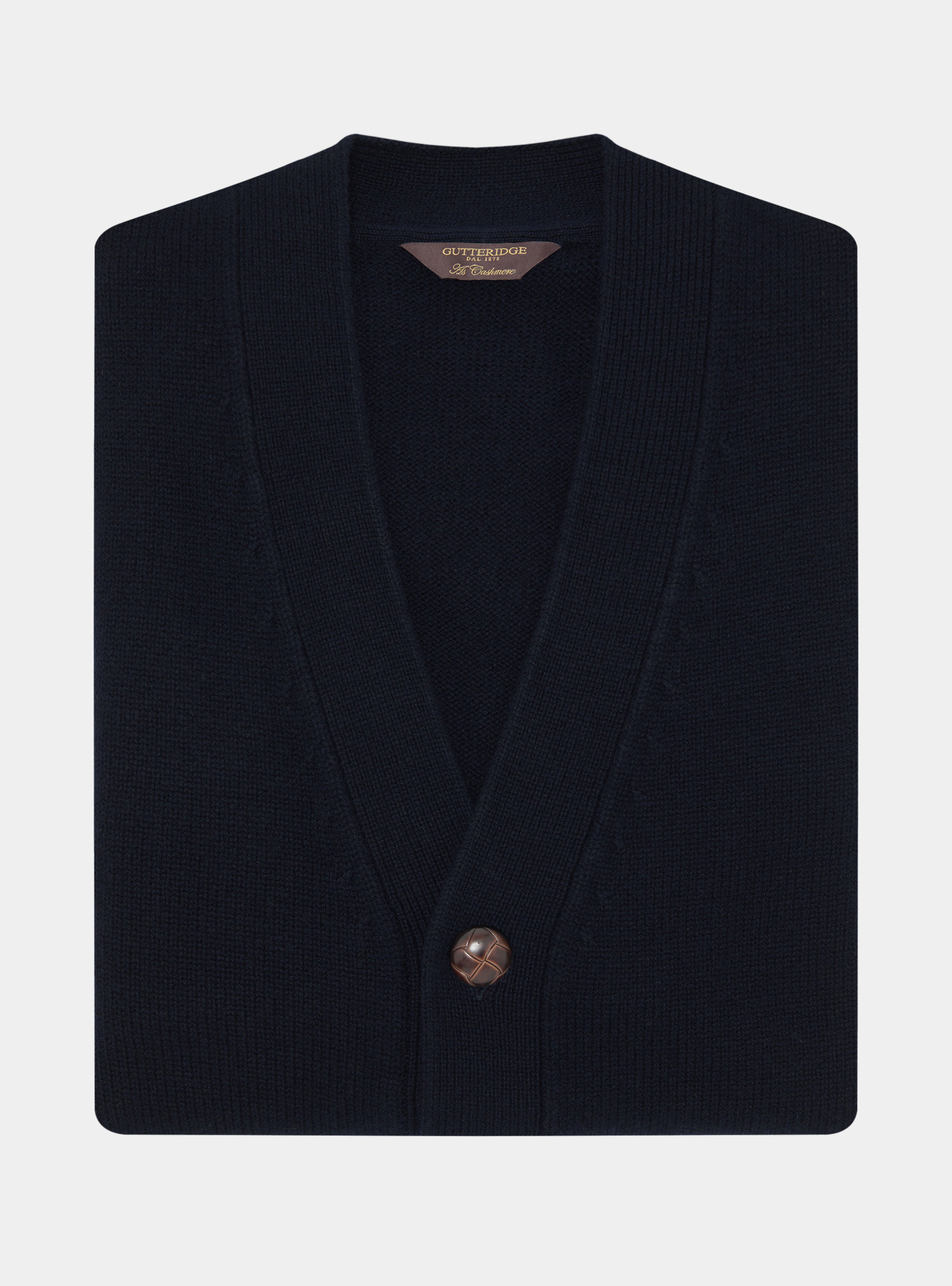 Button-up wool and cashmere cardigan, NAVY BLUE
