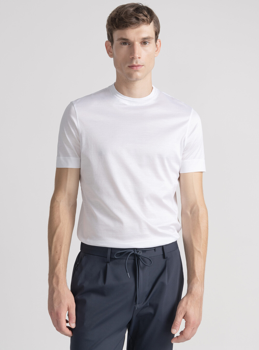 T-shirt manica corta in cotone filo di scozia, BIANCO T-shirt manica corta in cotone filo di scozia