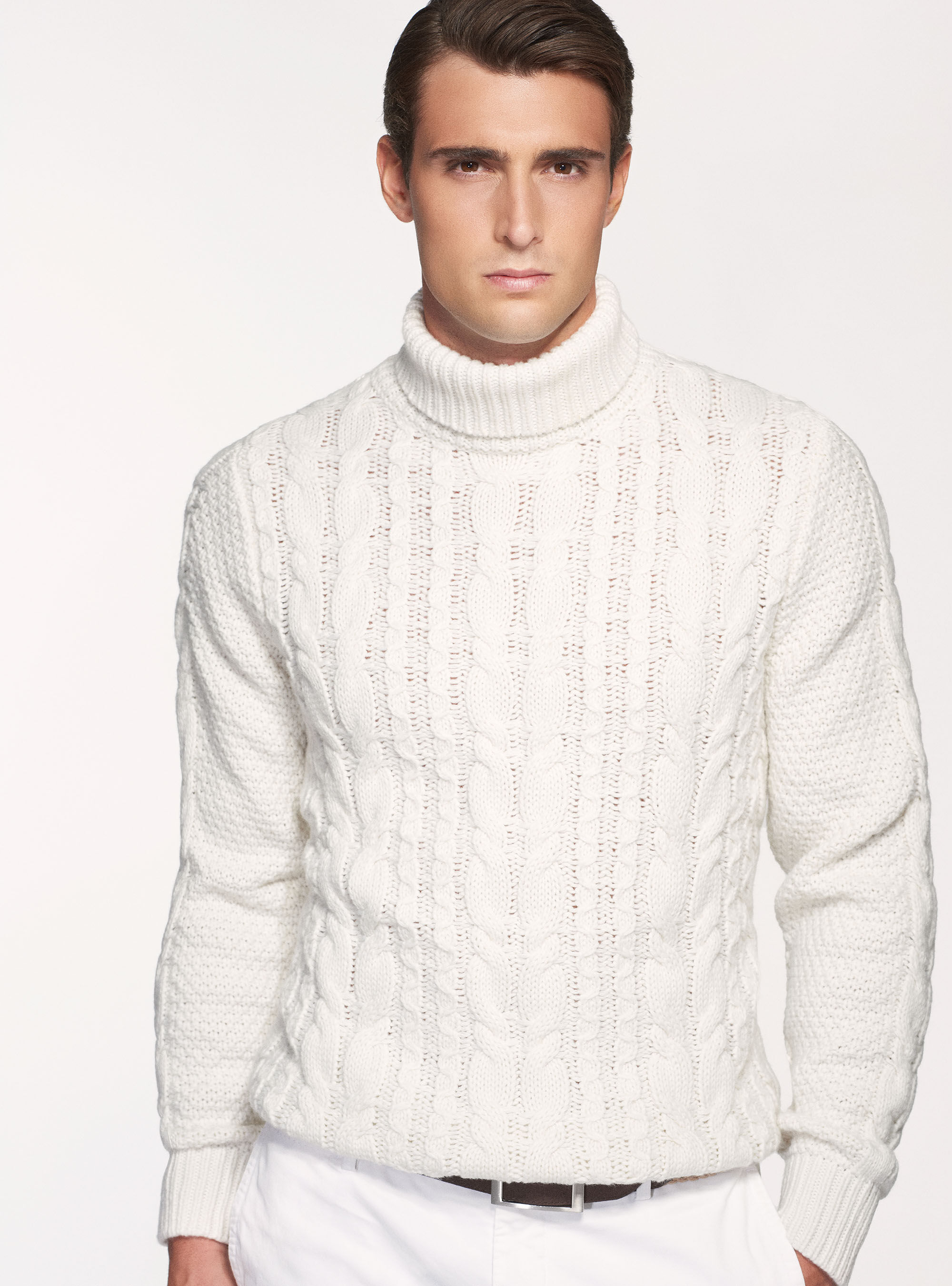Braided wool blend turtleneck sweater