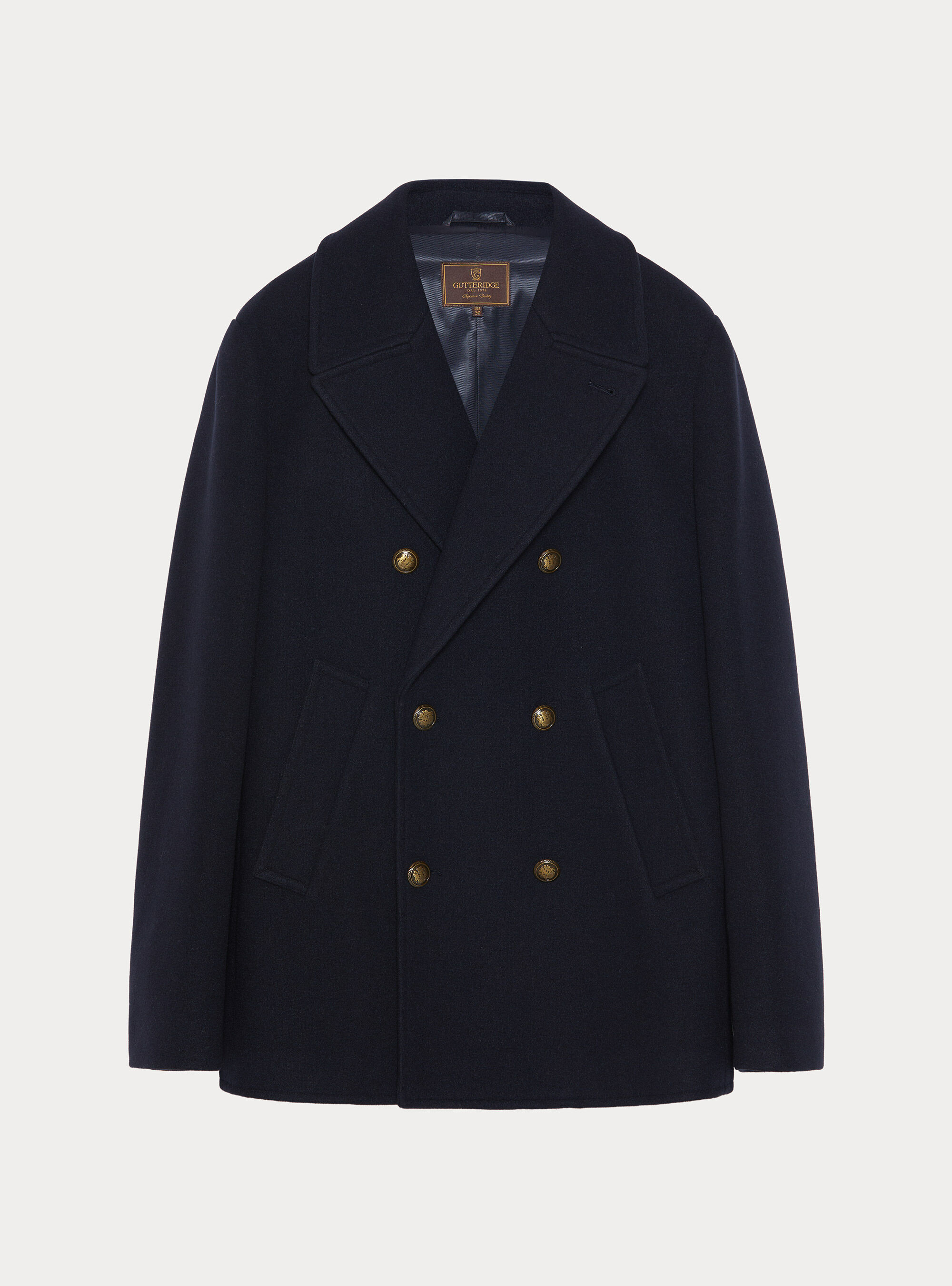 Peacoat in misto lana con bottone metallo, BLU NAVY