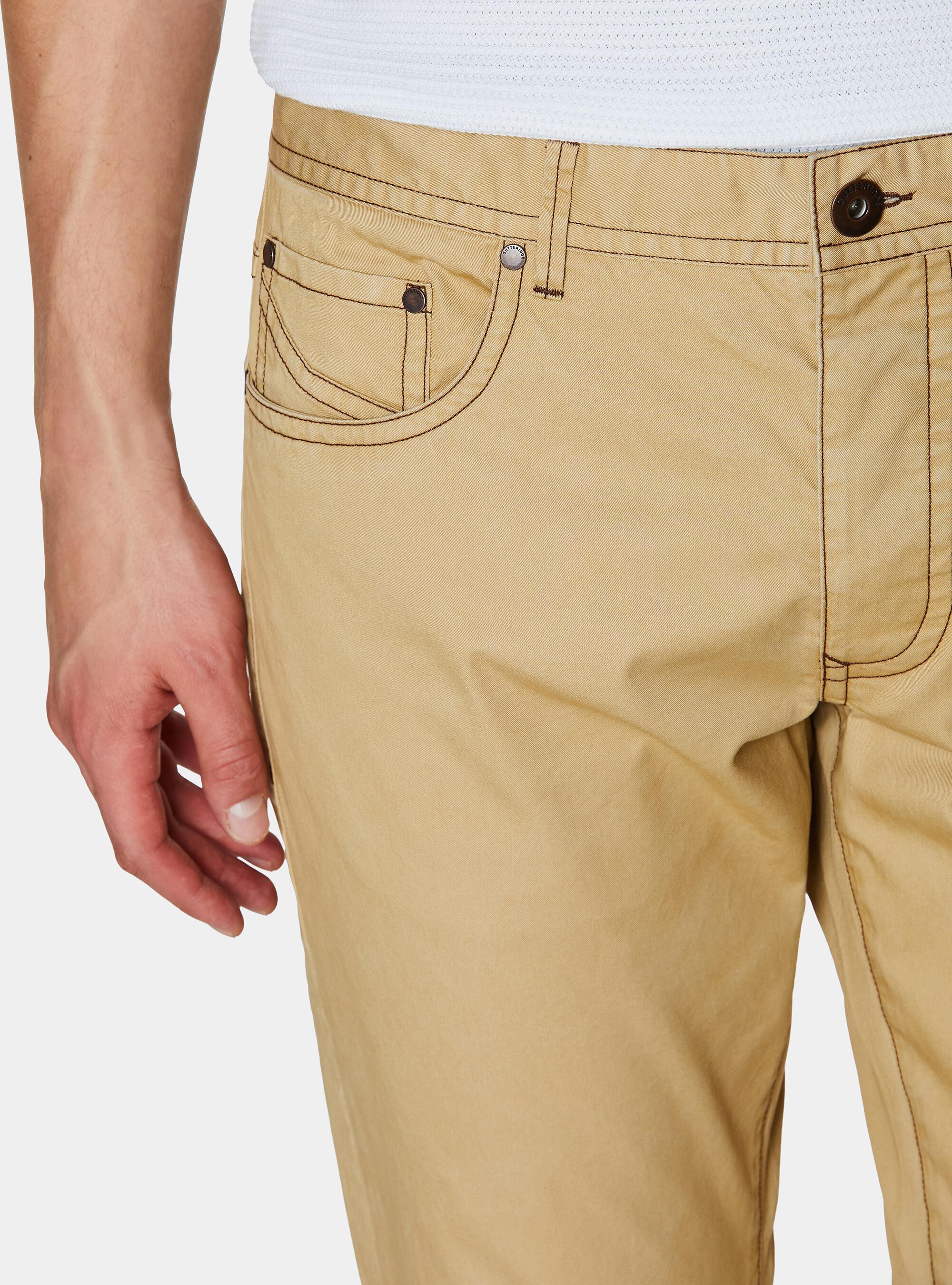 Pantaloni slim fit in cotone lavato, GIALLO CHIARO 0784C