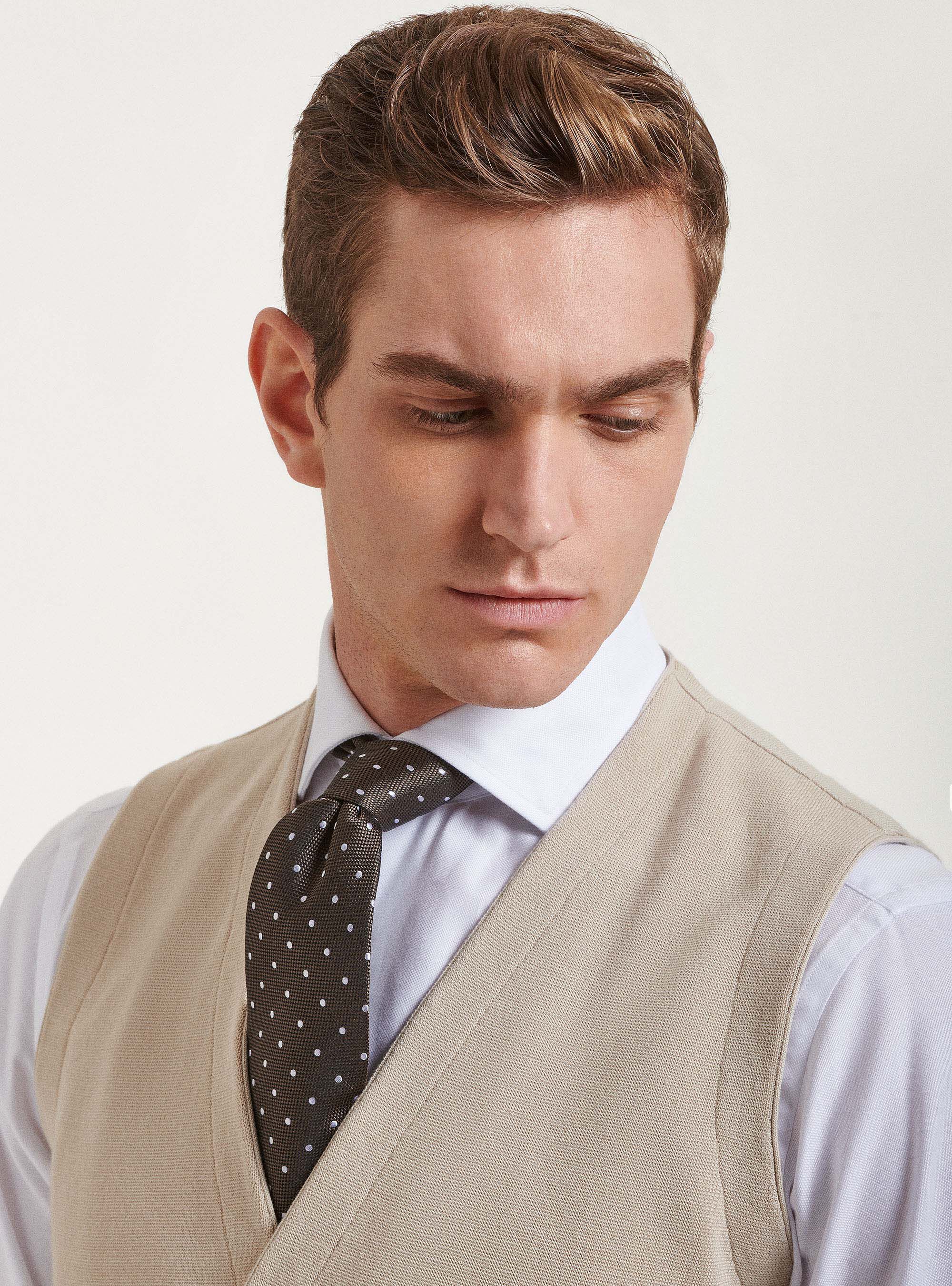 Gilet doppiopetto in maglia in puro cotone extrafine, ECRU