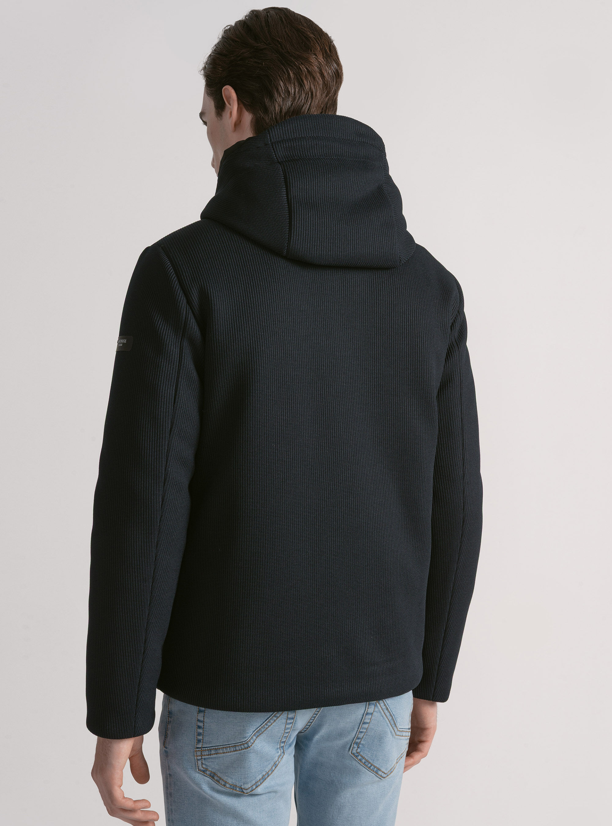 Padded technical jacket with hood, NAVY BLUE