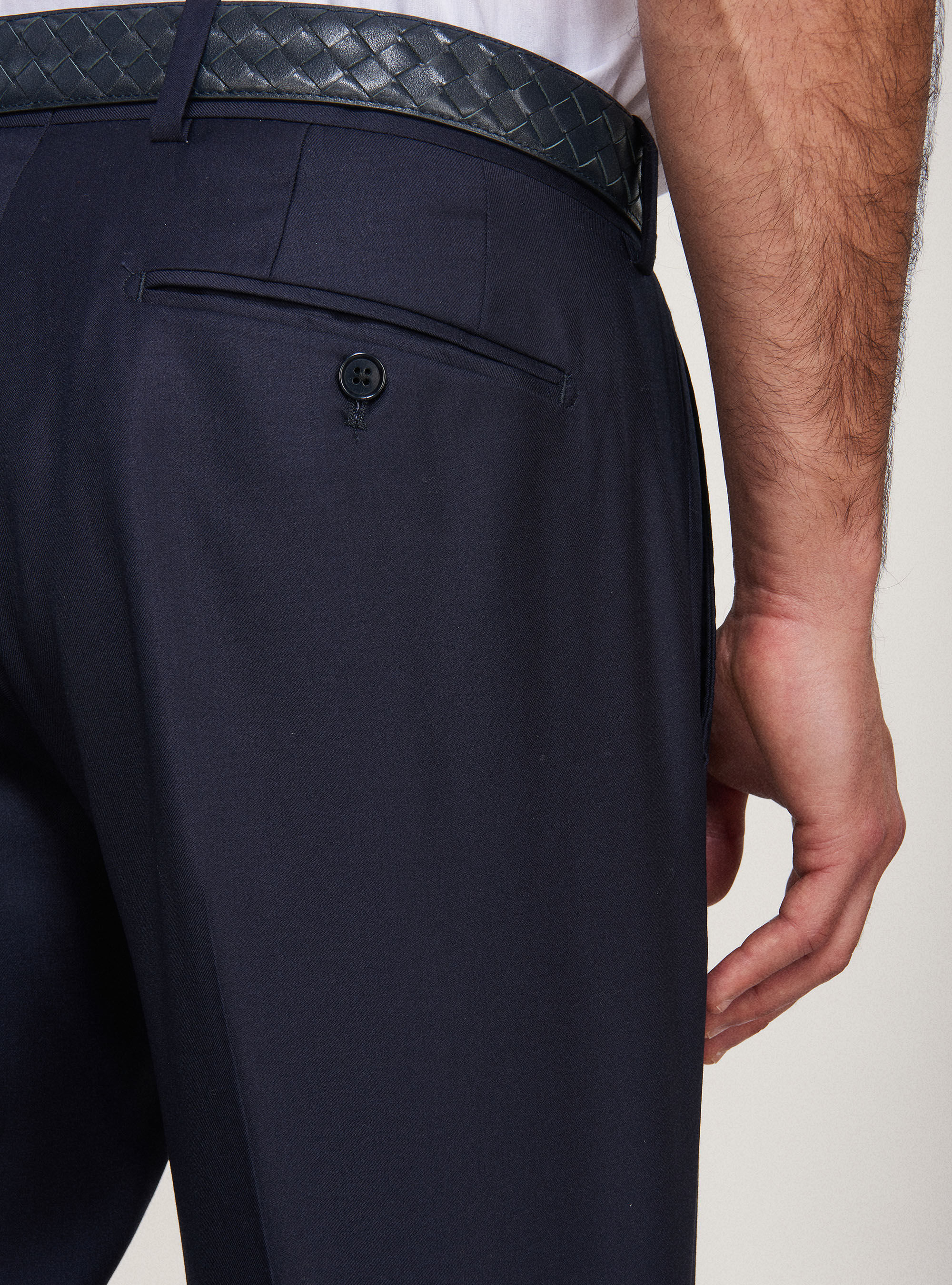 Pantaloni per abito in pura lana S110's, BLU NAVY